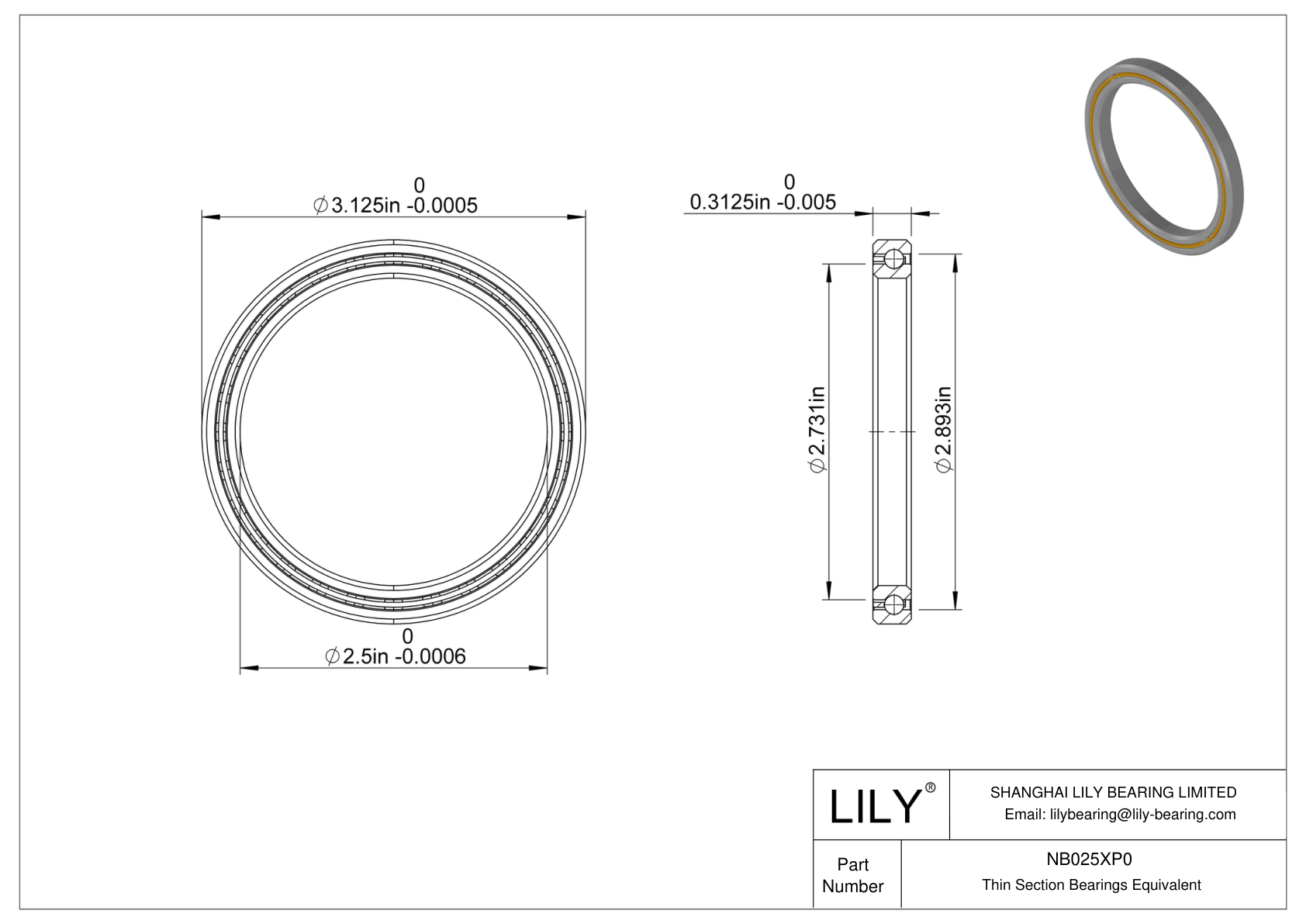 NB025XP0 Constant Section (CS) Bearings cad drawing