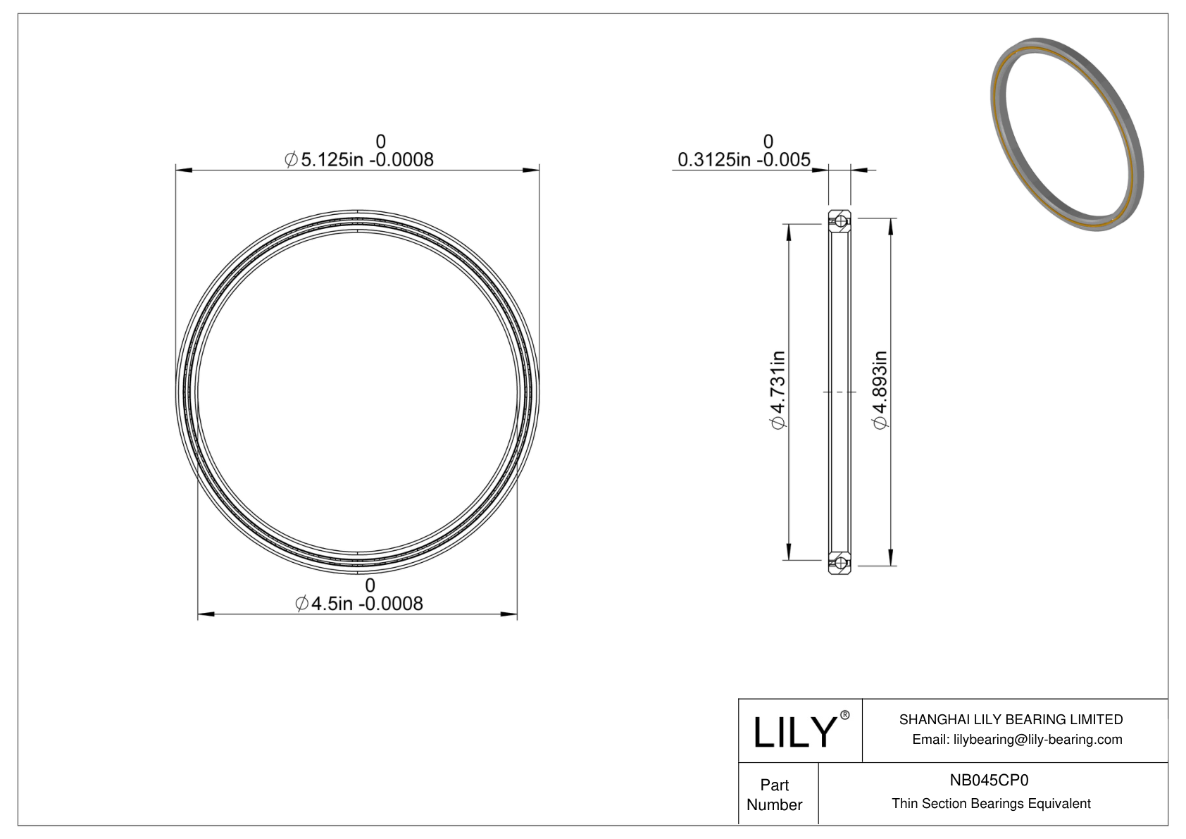 NB045CP0 Constant Section (CS) Bearings cad drawing
