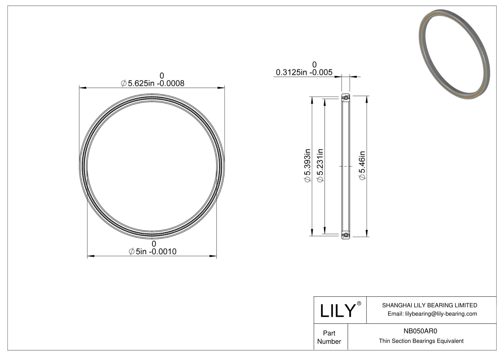 NB050AR0 Constant Section (CS) Bearings cad drawing