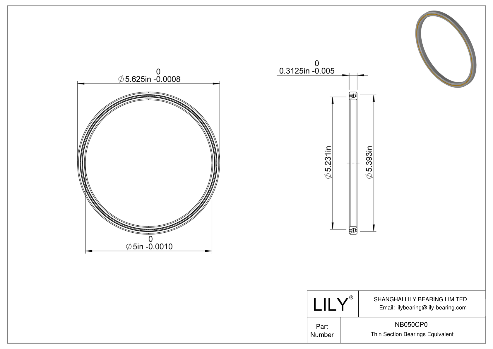 NB050CP0 Constant Section (CS) Bearings cad drawing