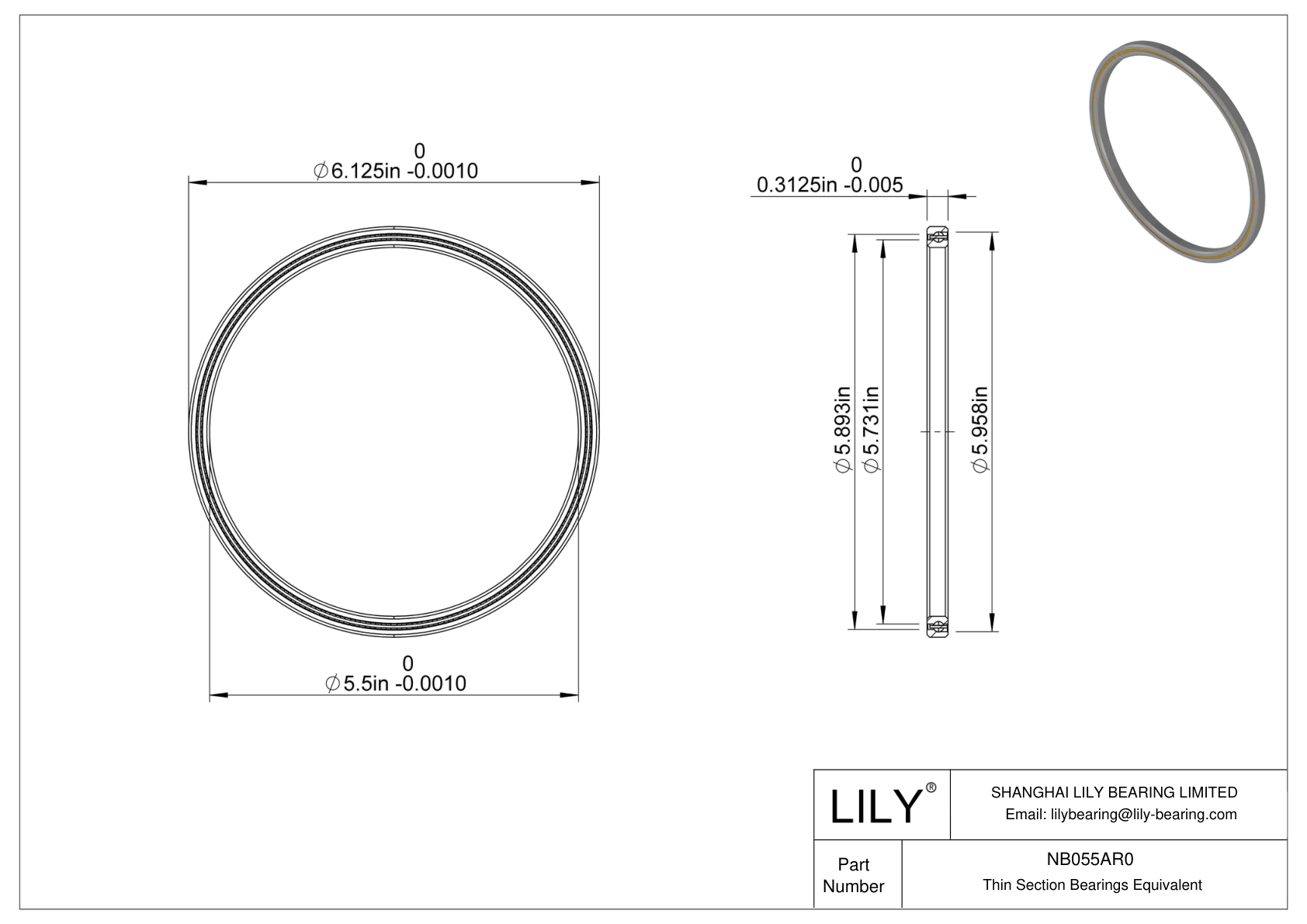 NB055AR0 Constant Section (CS) Bearings cad drawing