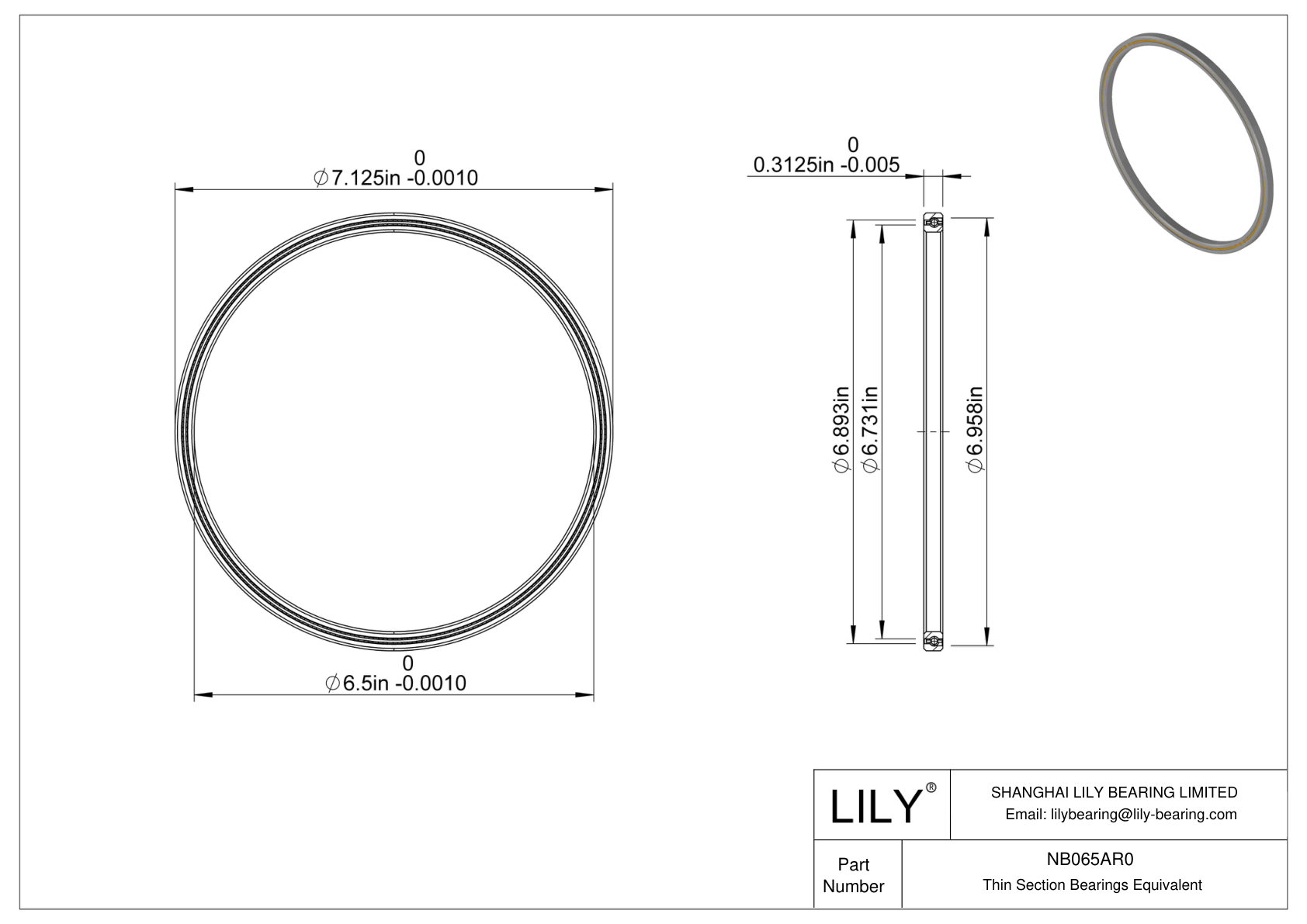 NB065AR0 Constant Section (CS) Bearings cad drawing