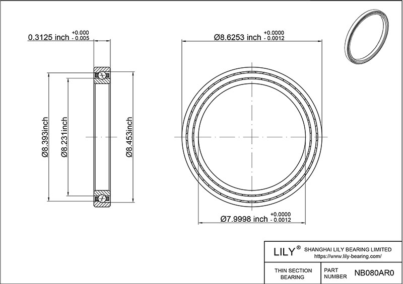NB080AR0 Constant Section (CS) Bearings cad drawing