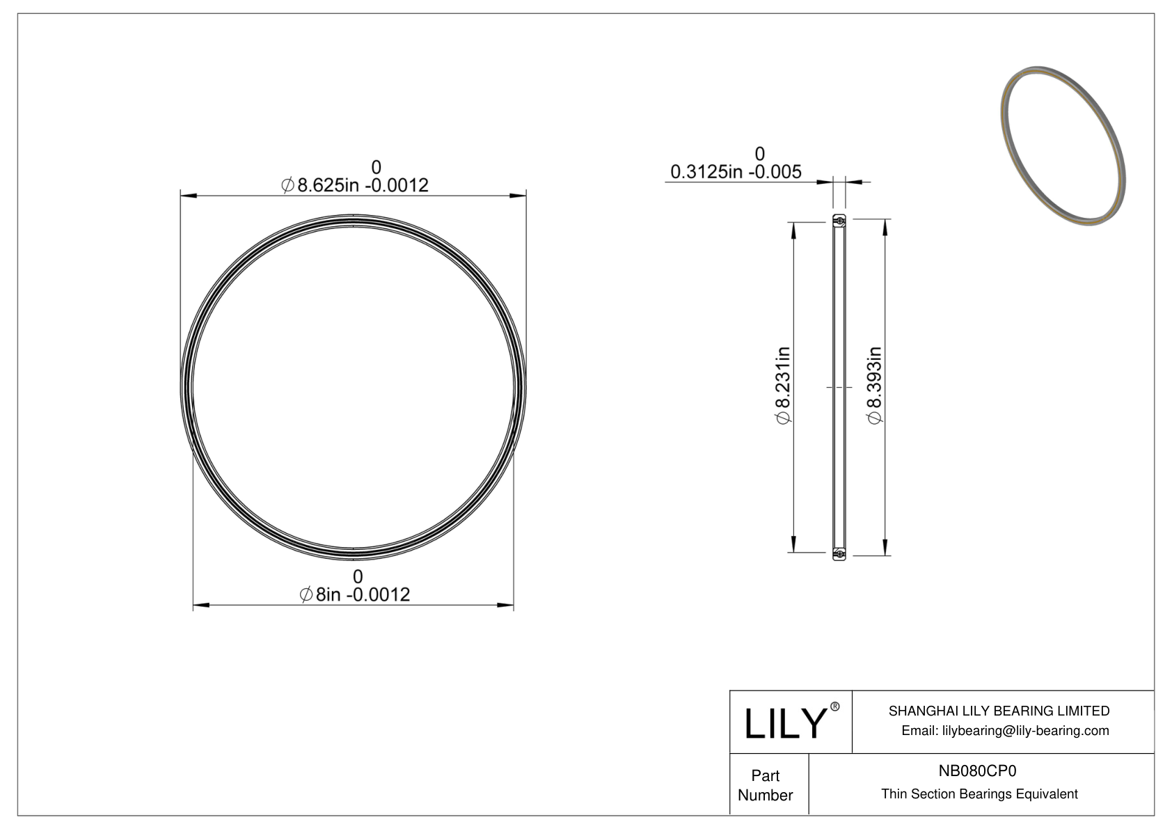 NB080CP0 Constant Section (CS) Bearings cad drawing