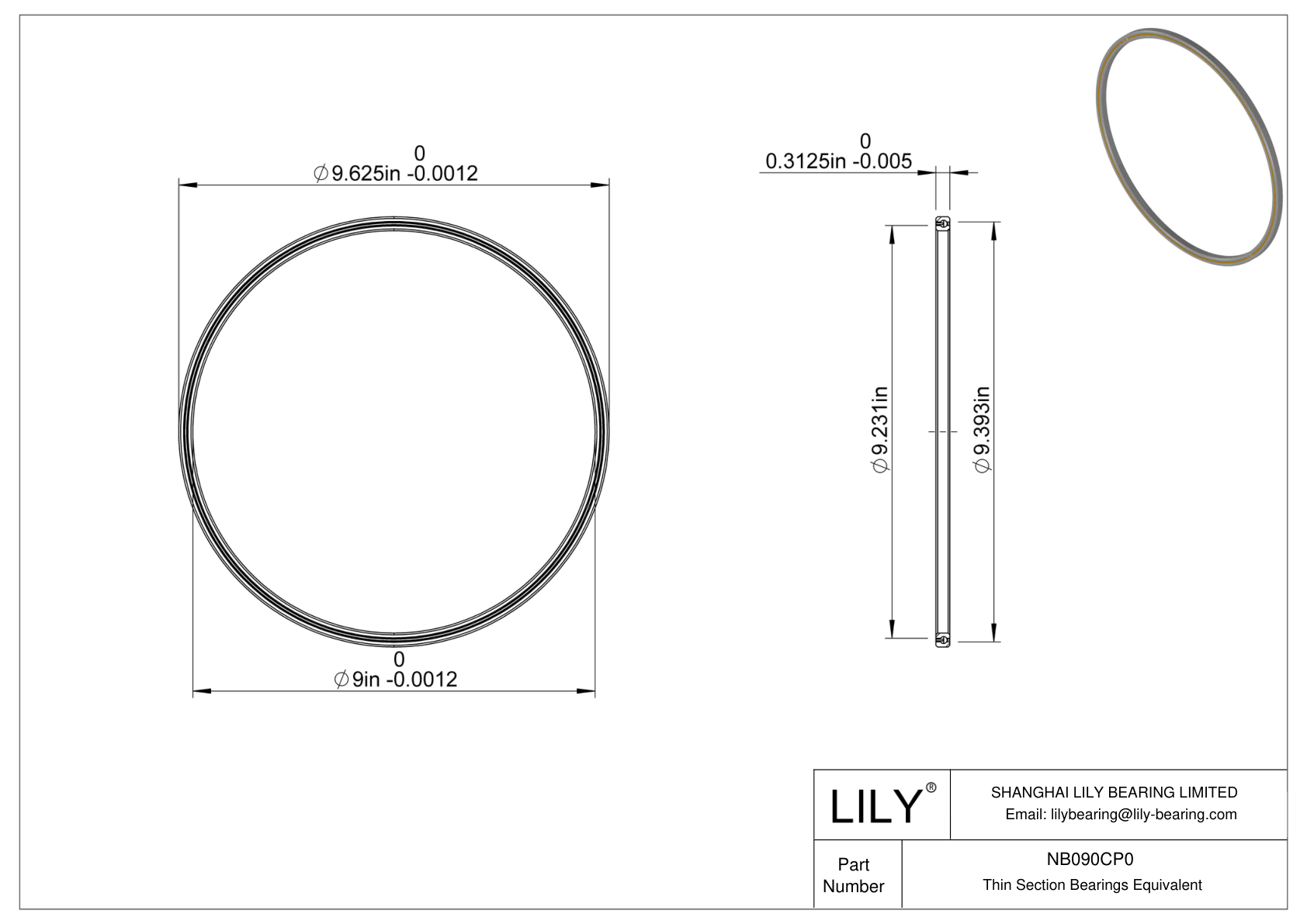 NB090CP0 Constant Section (CS) Bearings cad drawing
