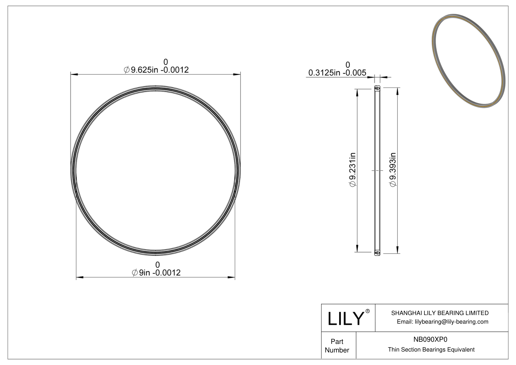 NB090XP0 Constant Section (CS) Bearings cad drawing
