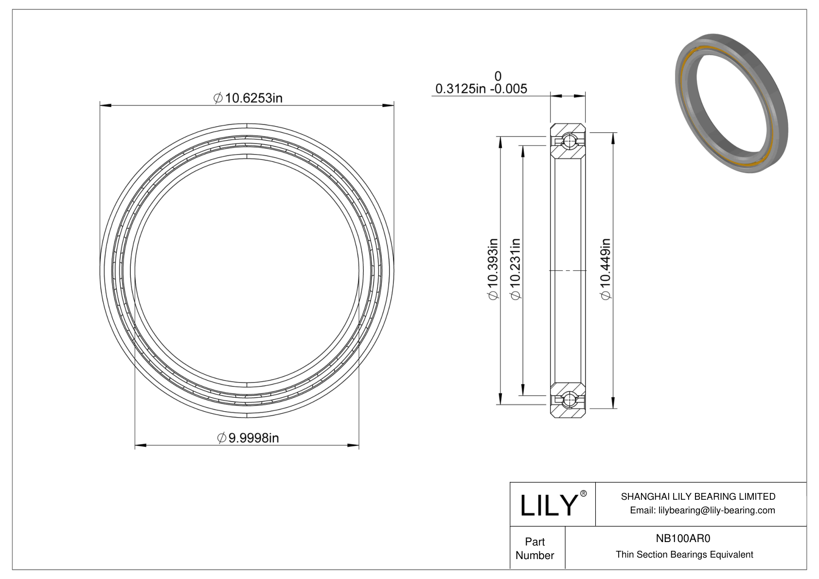NB100AR0 Constant Section (CS) Bearings cad drawing
