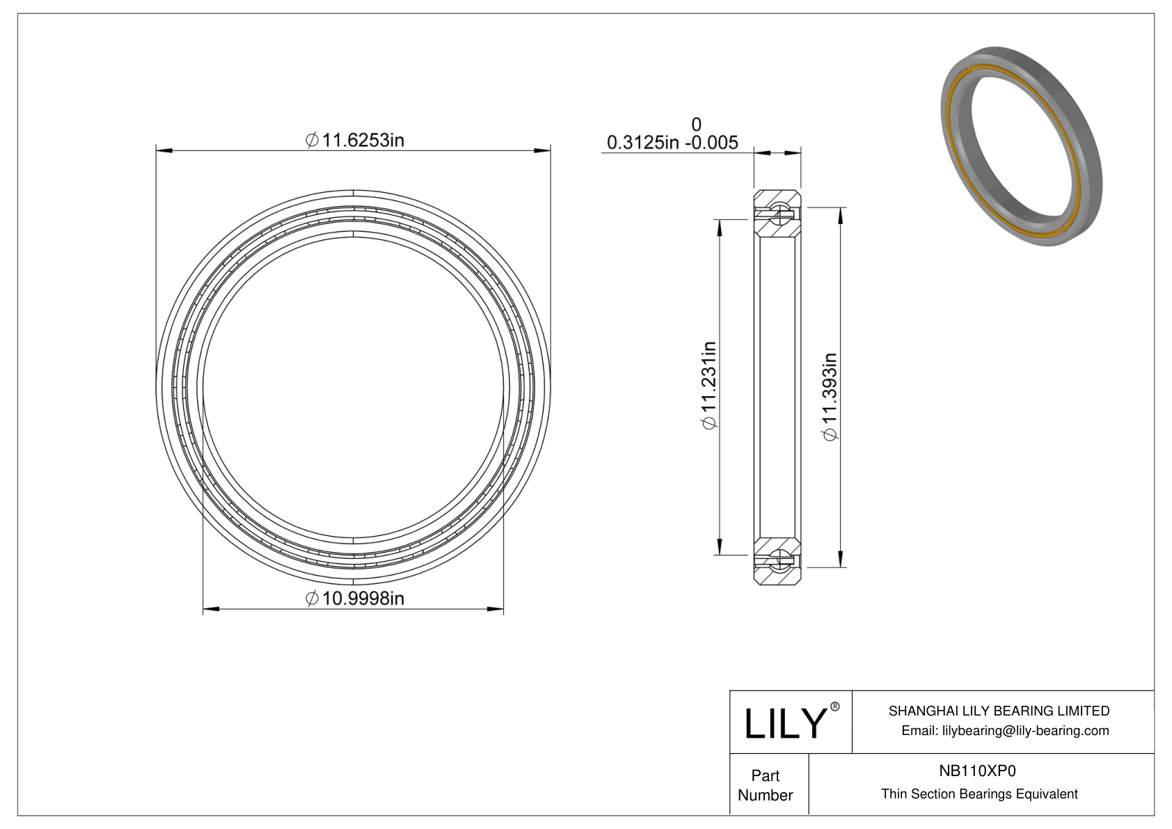 NB110XP0 Constant Section (CS) Bearings cad drawing