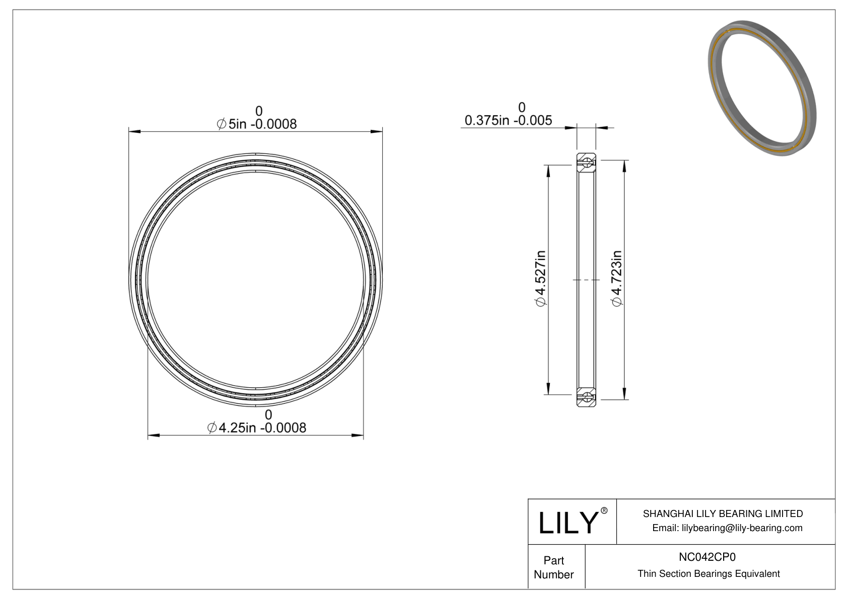 NC042CP0 Constant Section (CS) Bearings cad drawing