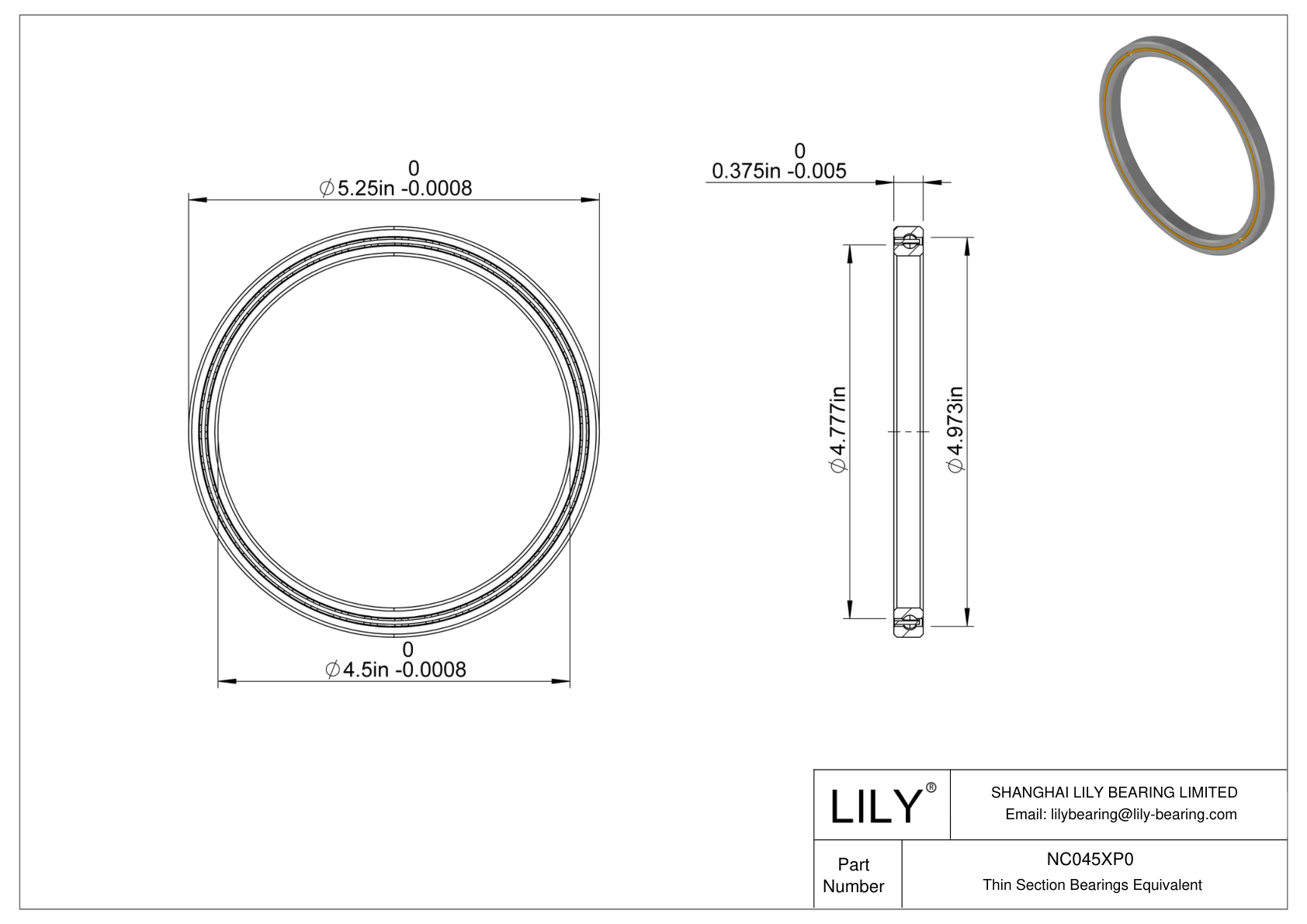 NC045XP0 Constant Section (CS) Bearings cad drawing