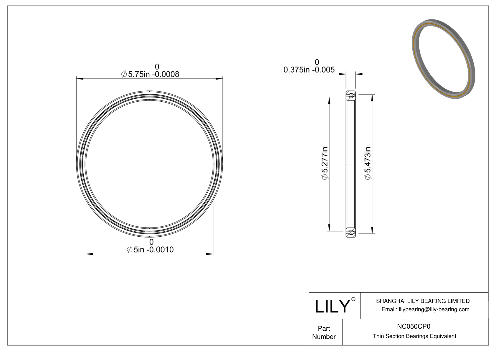 NC050CP0 Constant Section (CS) Bearings cad drawing