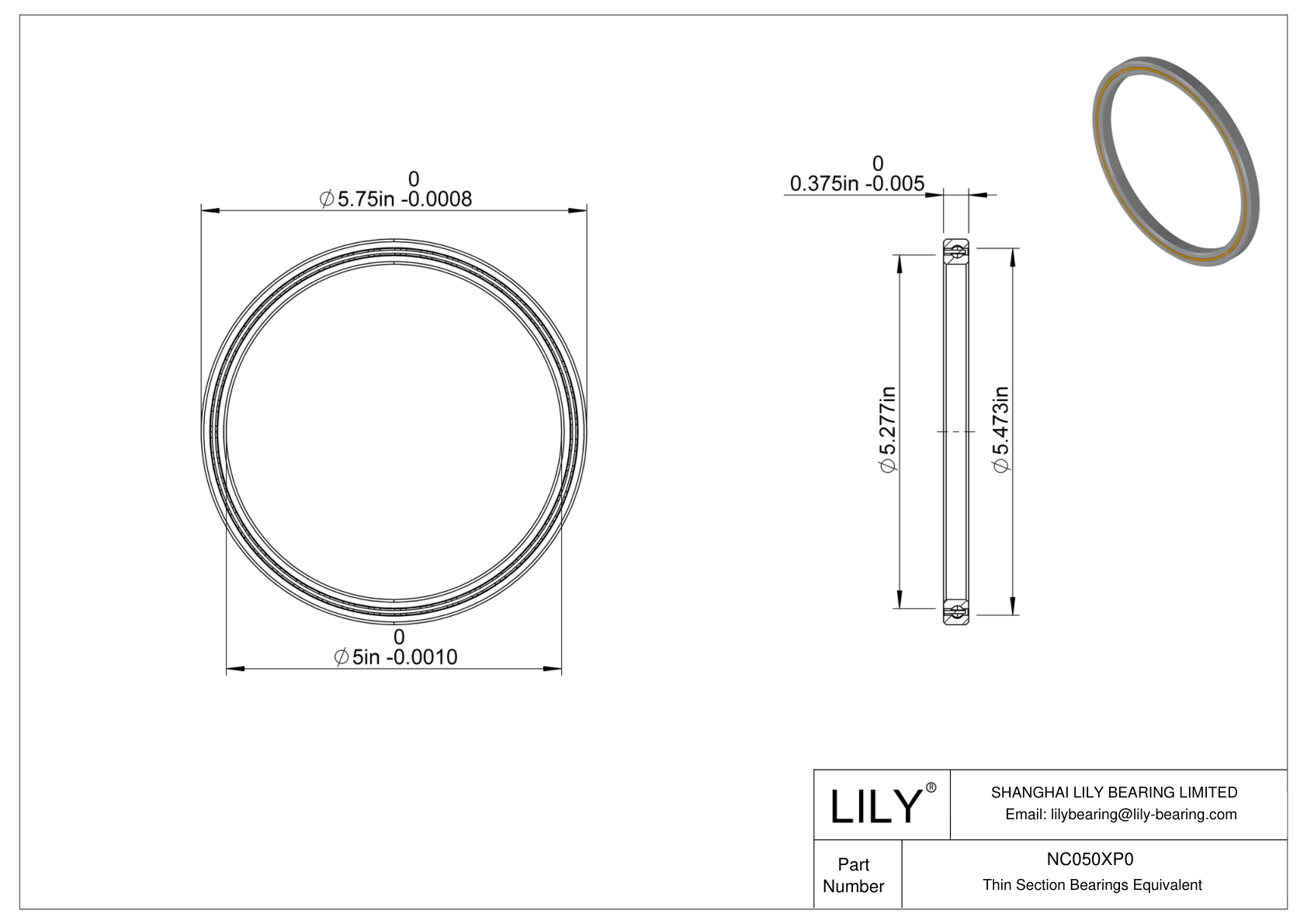 NC050XP0 Constant Section (CS) Bearings cad drawing