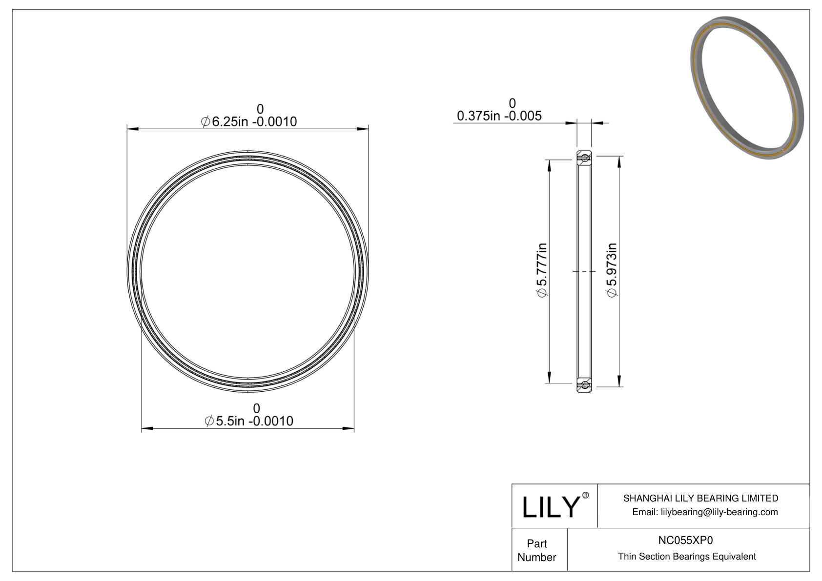 NC055XP0 Constant Section (CS) Bearings cad drawing