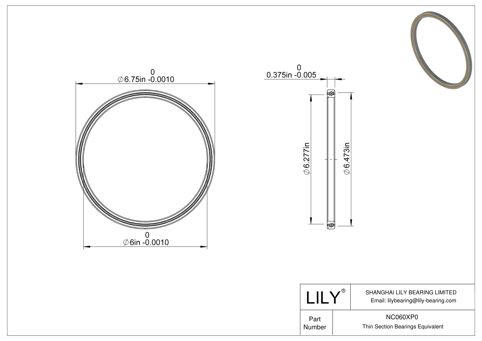 NC060XP0 Constant Section (CS) Bearings cad drawing
