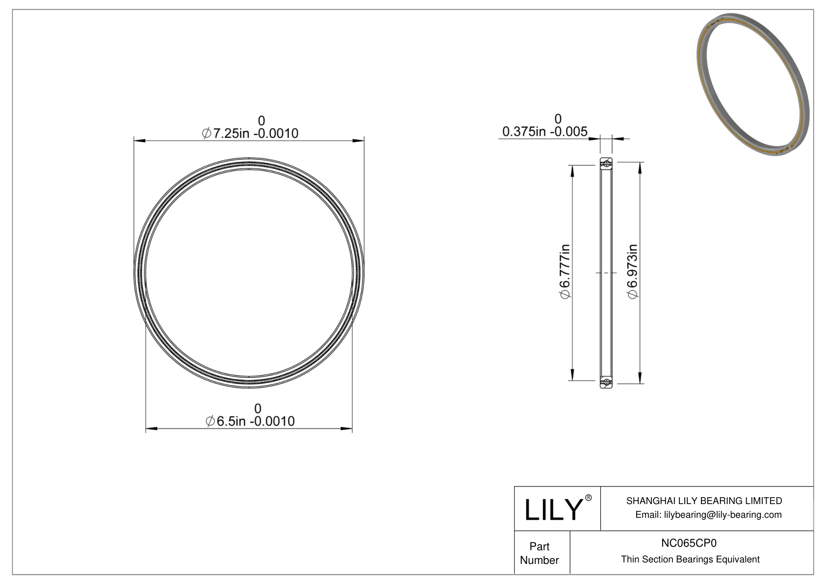 NC065CP0 Constant Section (CS) Bearings cad drawing