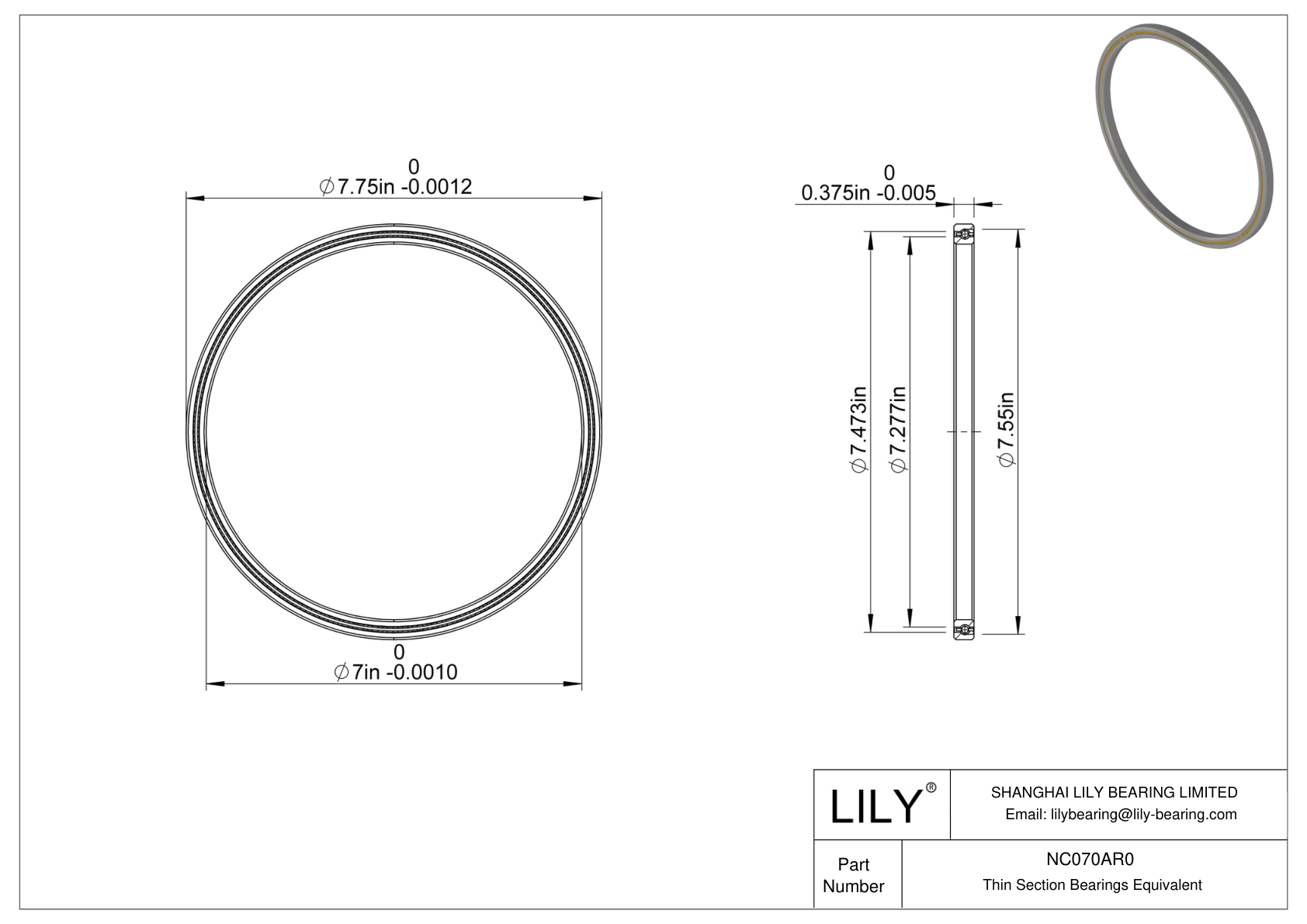 NC070AR0 Constant Section (CS) Bearings cad drawing