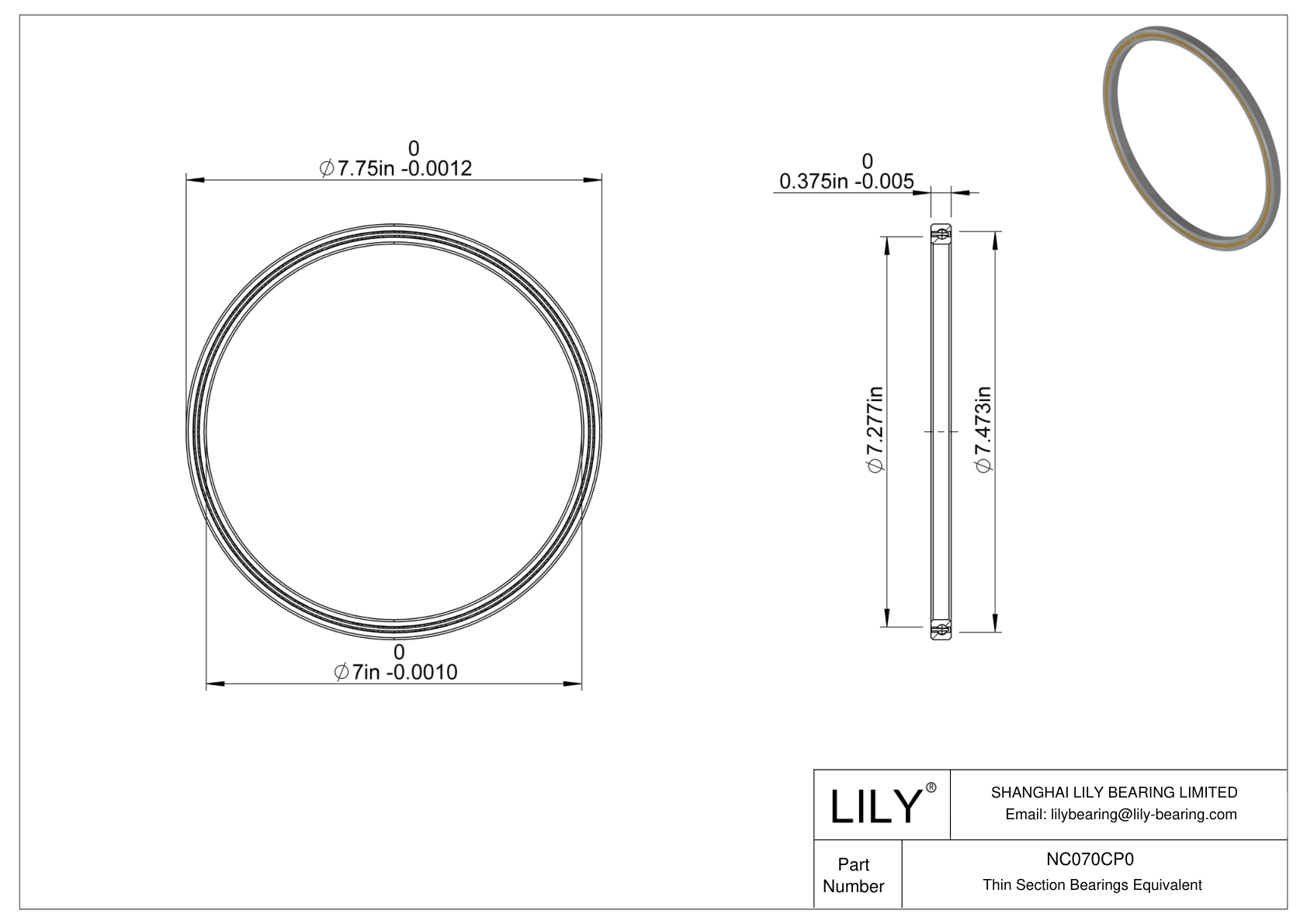 NC070CP0 Constant Section (CS) Bearings cad drawing