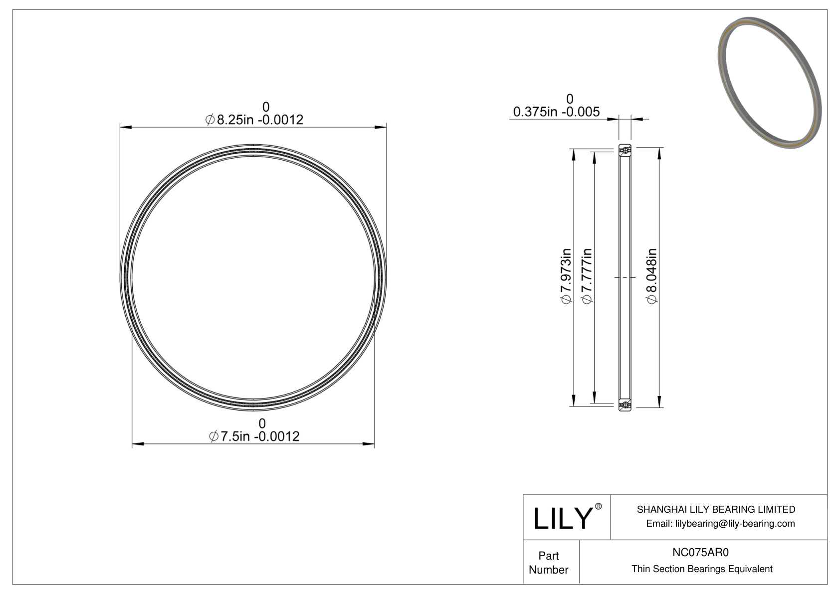 NC075AR0 Constant Section (CS) Bearings cad drawing