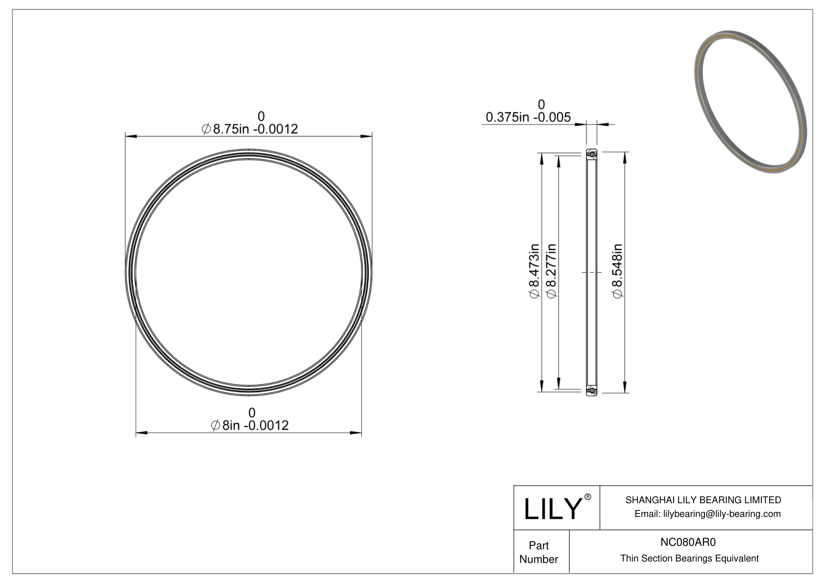 NC080AR0 Constant Section (CS) Bearings cad drawing
