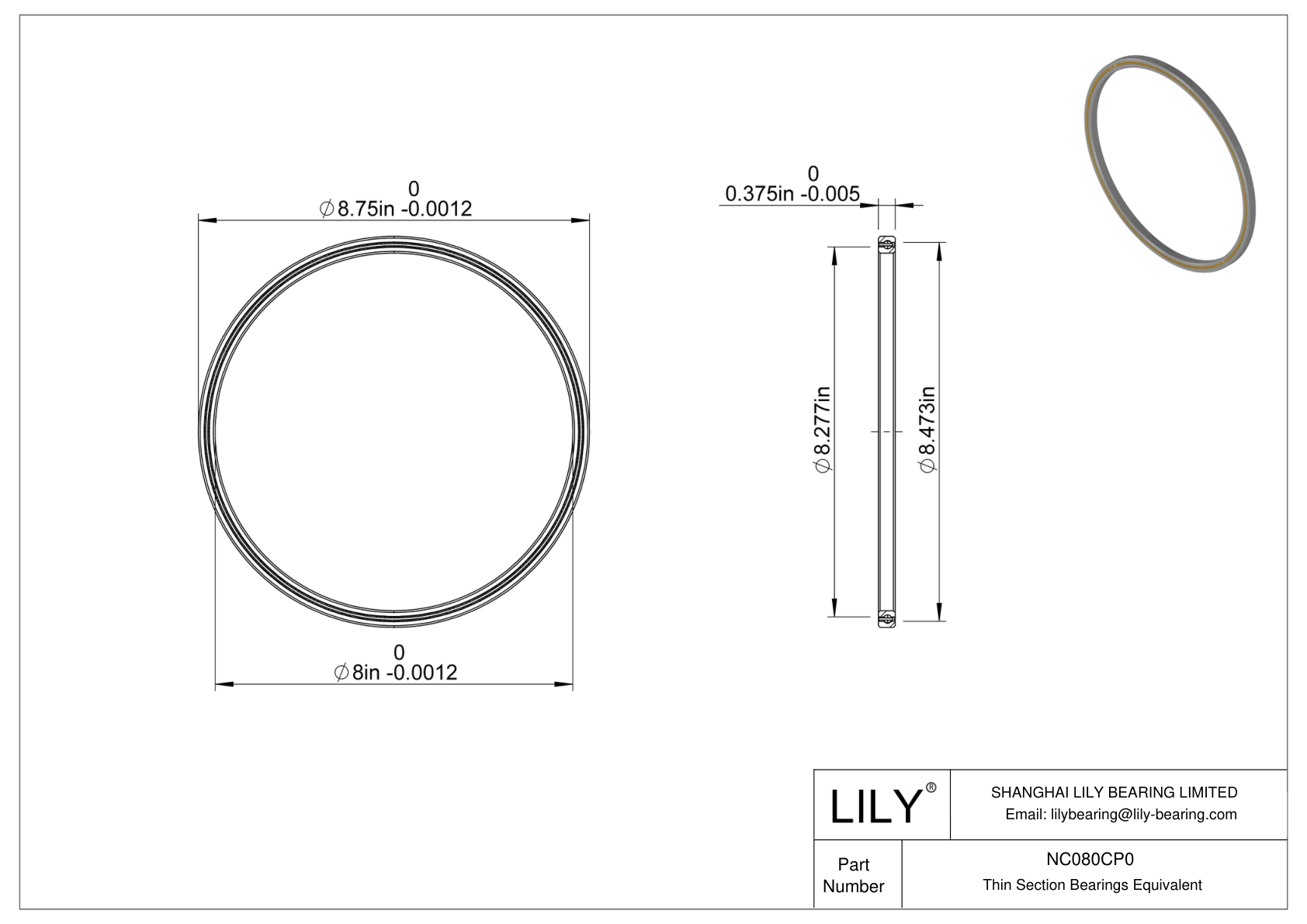 NC080CP0 Constant Section (CS) Bearings cad drawing