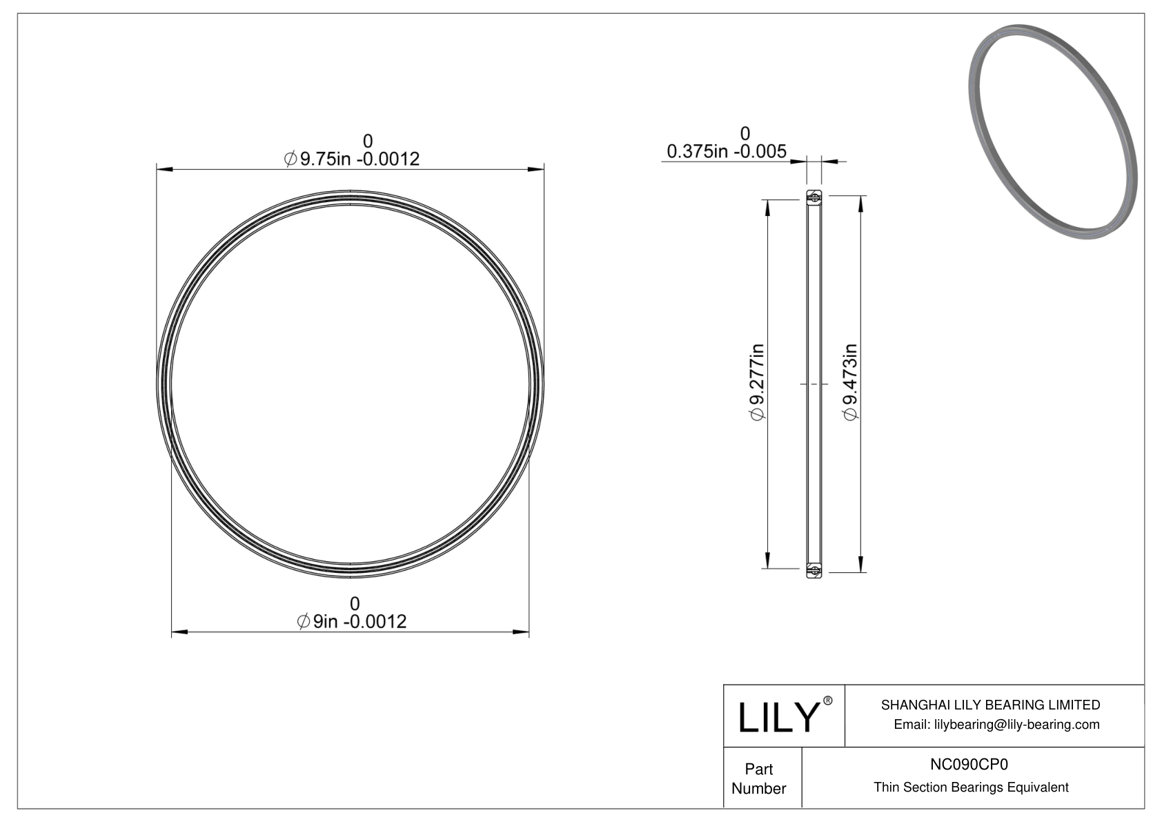 NC090CP0 Constant Section (CS) Bearings cad drawing