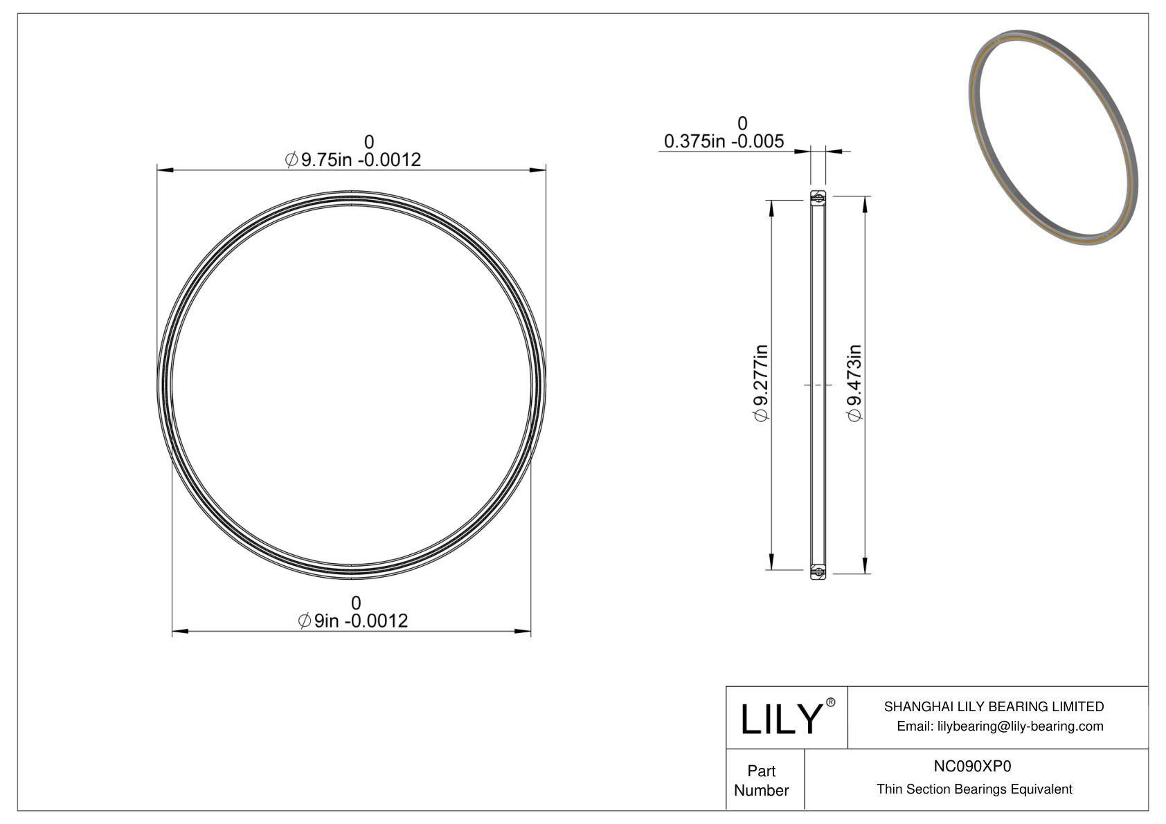 NC090XP0 Constant Section (CS) Bearings cad drawing