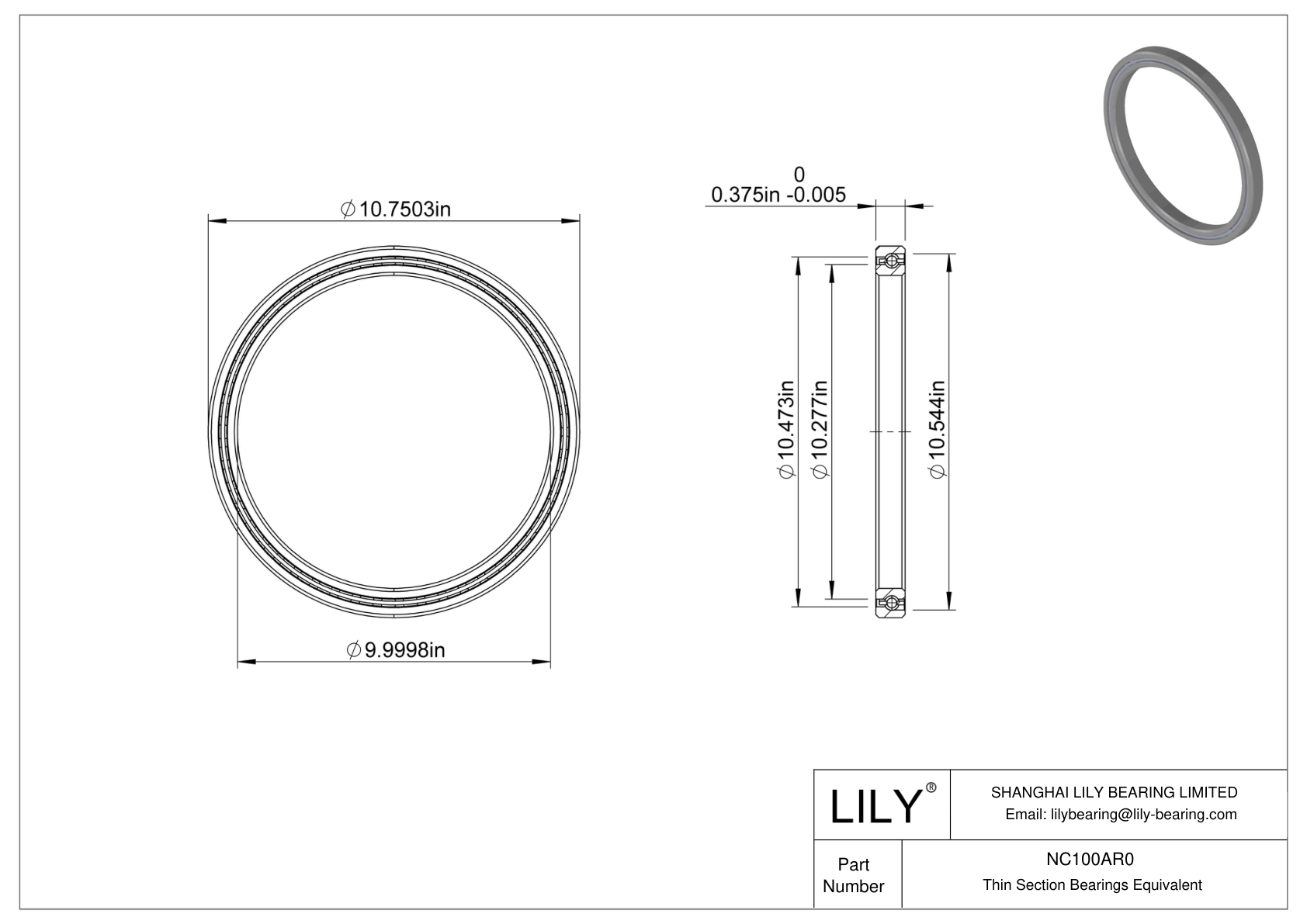 NC100AR0 Constant Section (CS) Bearings cad drawing