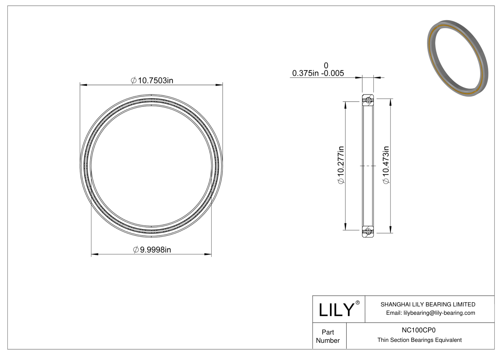 NC100CP0 Constant Section (CS) Bearings cad drawing