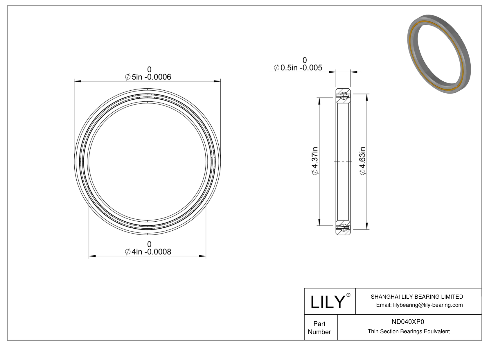ND040XP0 Constant Section (CS) Bearings cad drawing