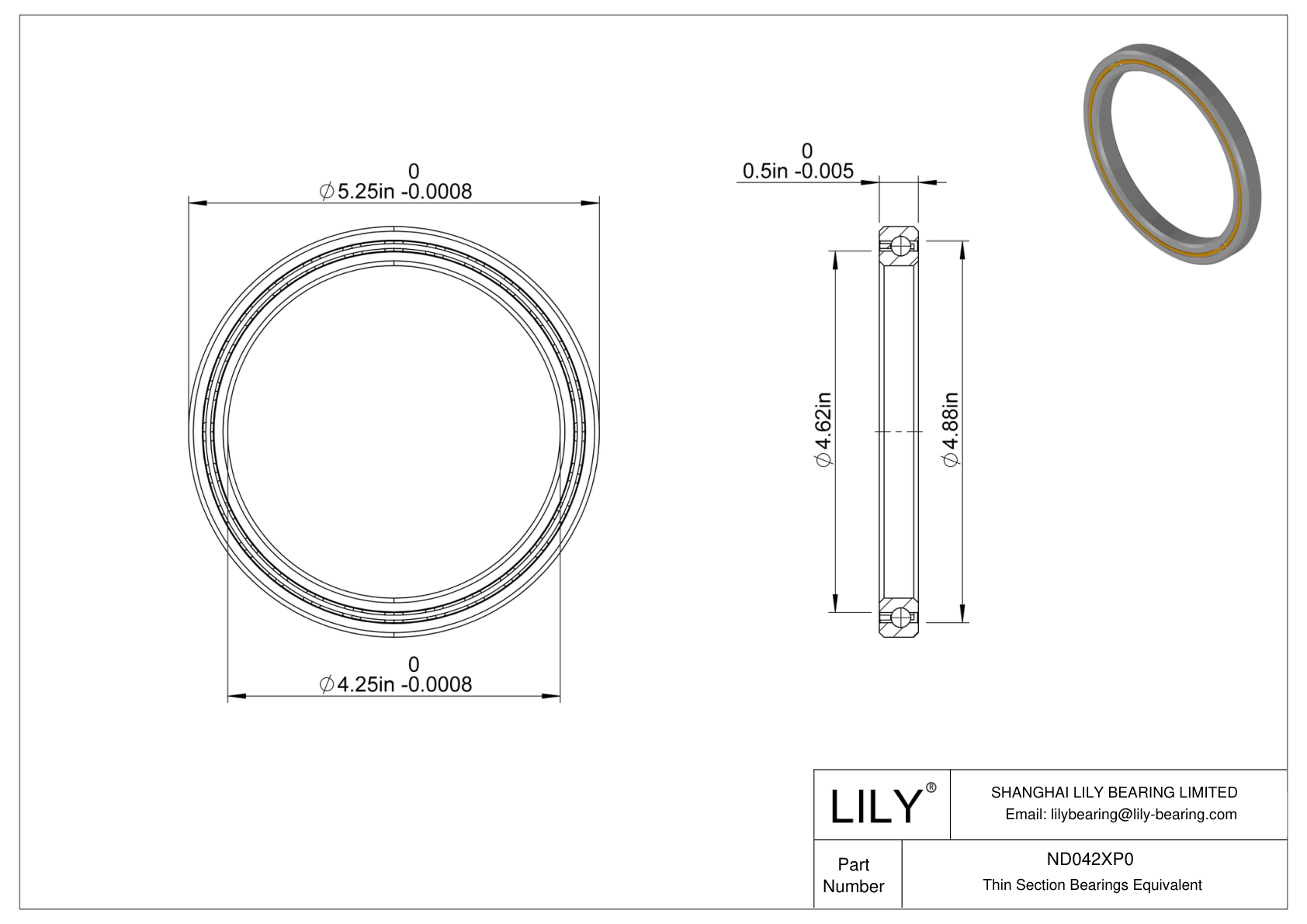ND042XP0 Constant Section (CS) Bearings cad drawing