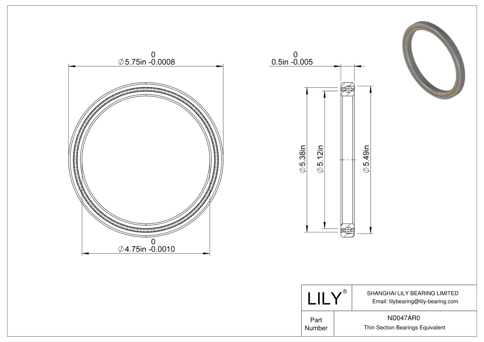 ND047AR0 Constant Section (CS) Bearings cad drawing