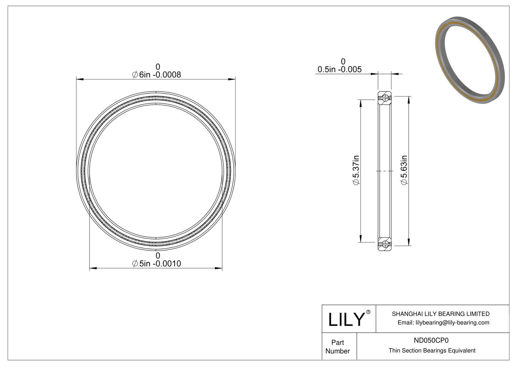 ND050CP0 Constant Section (CS) Bearings cad drawing