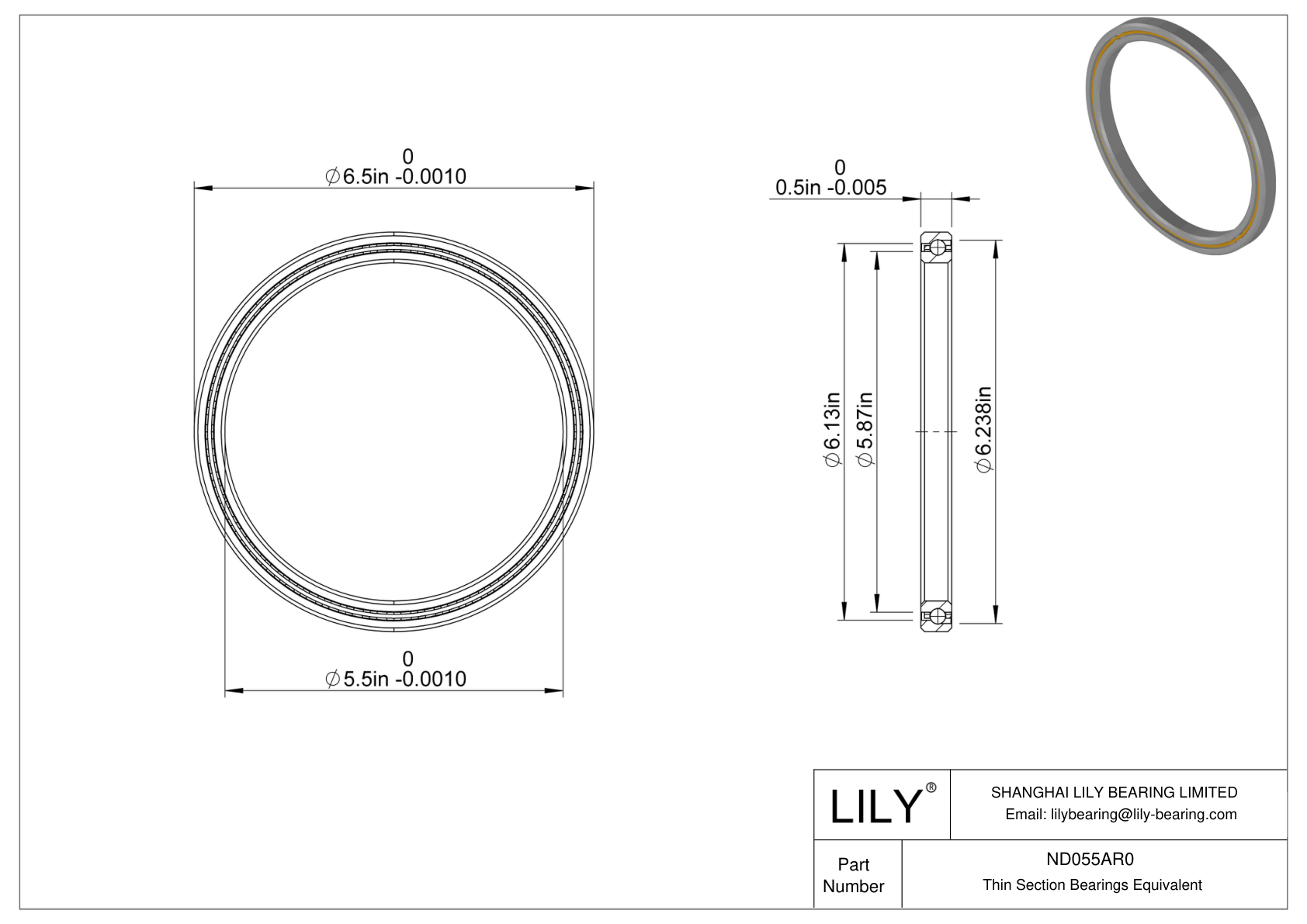 ND055AR0 Constant Section (CS) Bearings cad drawing