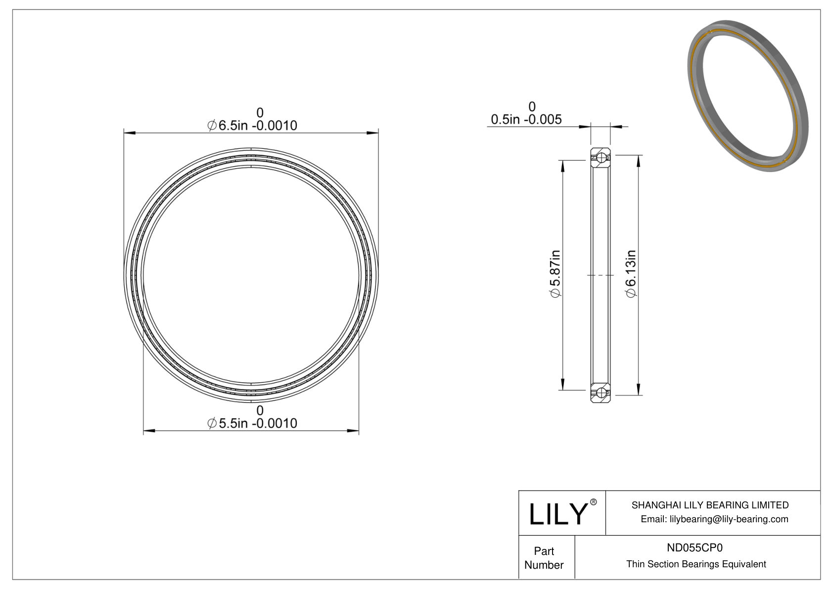 ND055CP0 Constant Section (CS) Bearings cad drawing