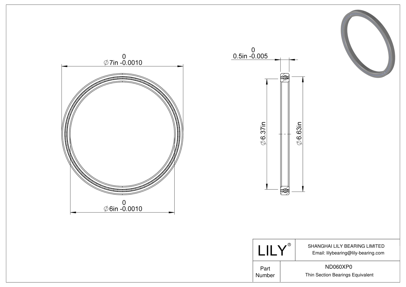 ND060XP0 Constant Section (CS) Bearings cad drawing