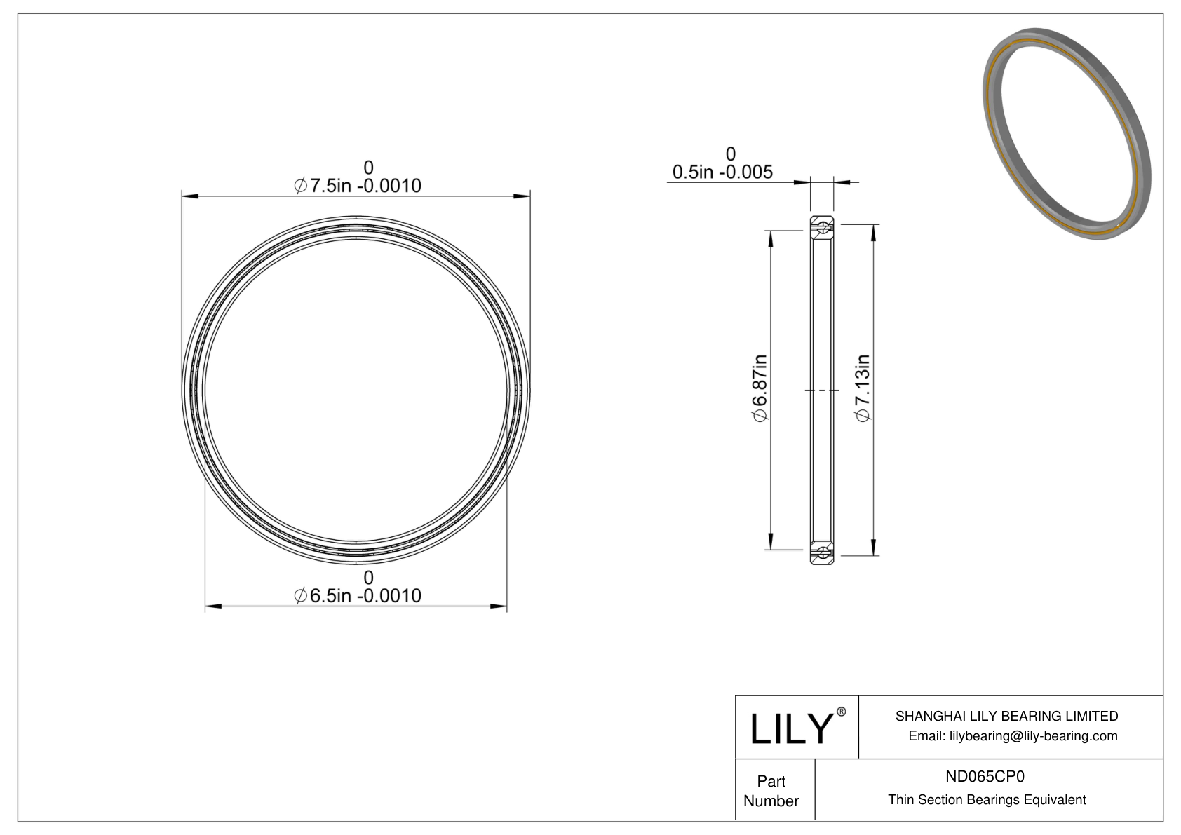 ND065CP0 Constant Section (CS) Bearings cad drawing