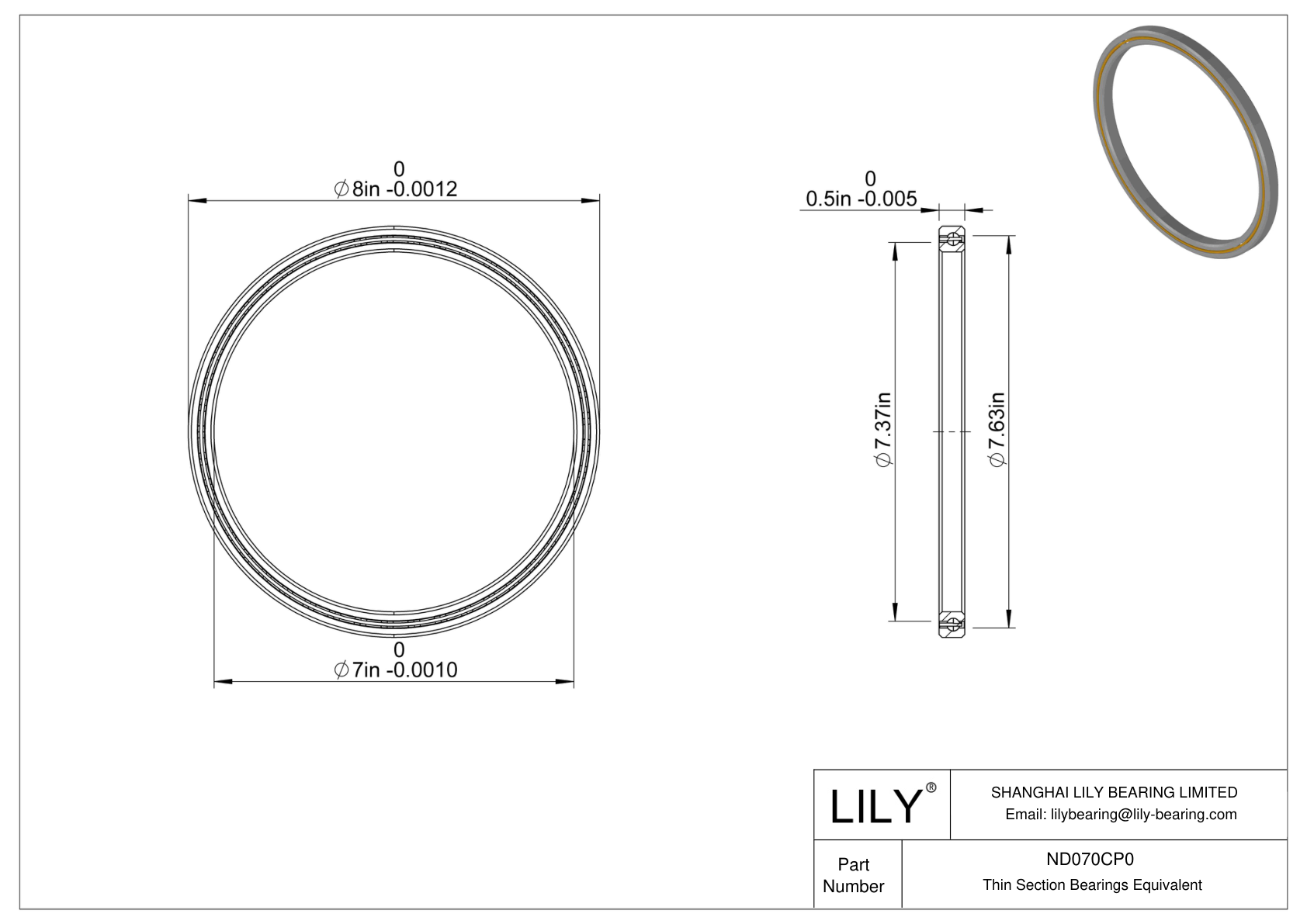 ND070CP0 Constant Section (CS) Bearings cad drawing