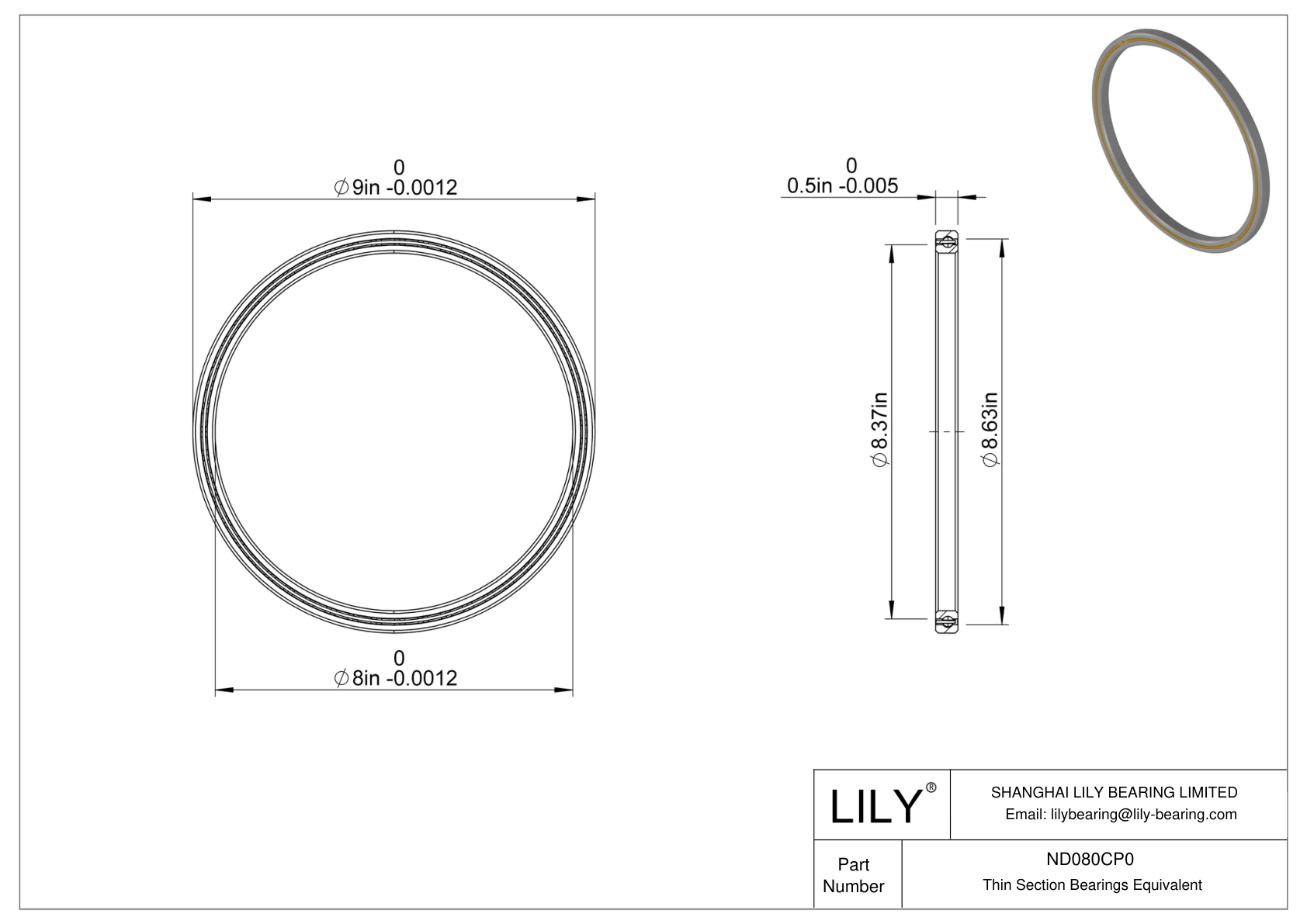 ND080CP0 Constant Section (CS) Bearings cad drawing