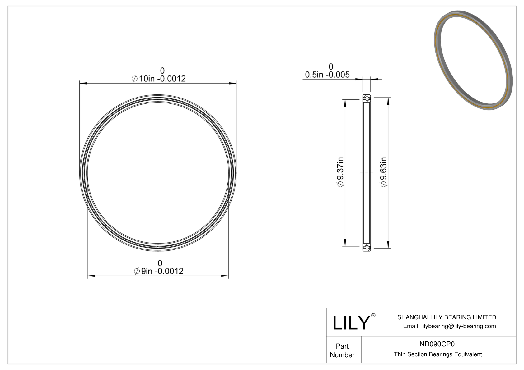 ND090CP0 Constant Section (CS) Bearings cad drawing