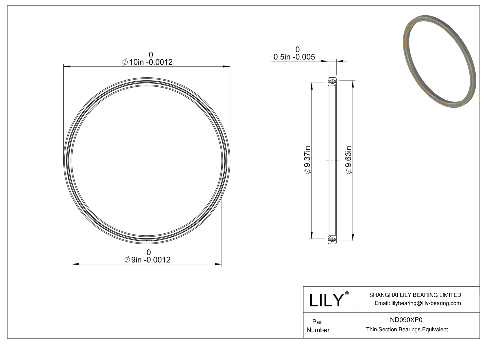 ND090XP0 Constant Section (CS) Bearings cad drawing