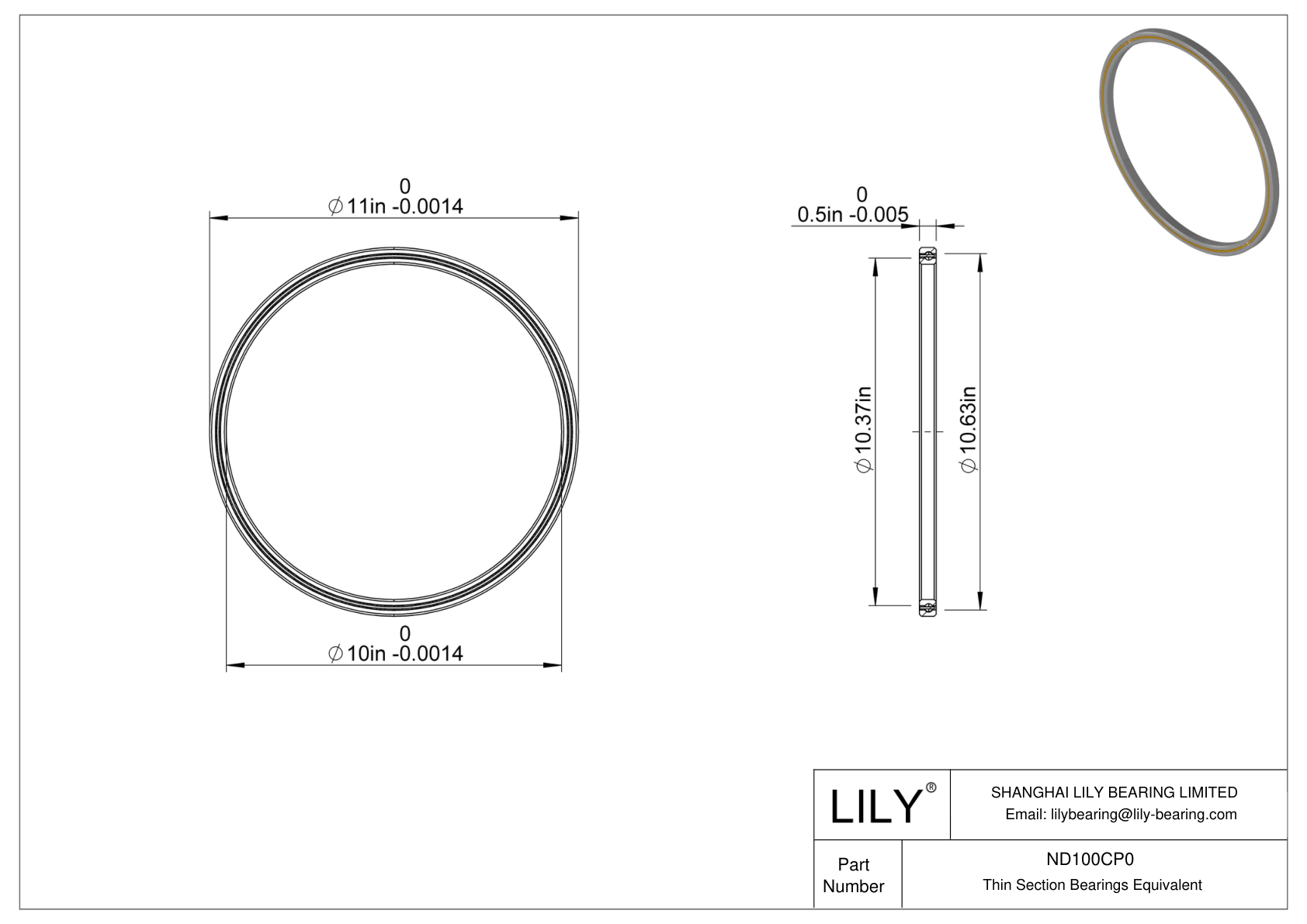 ND100CP0 Constant Section (CS) Bearings cad drawing