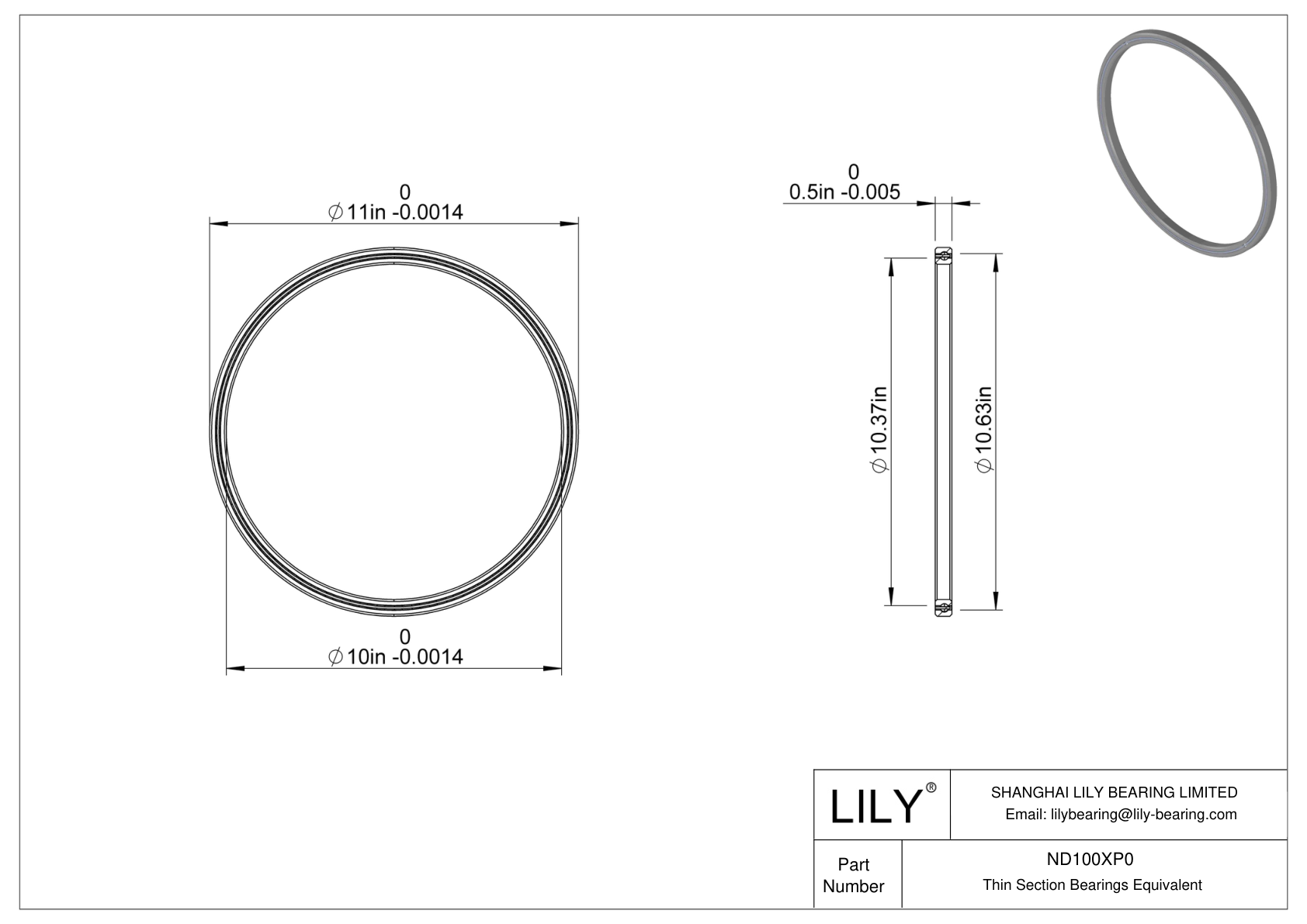 ND100XP0 Constant Section (CS) Bearings cad drawing