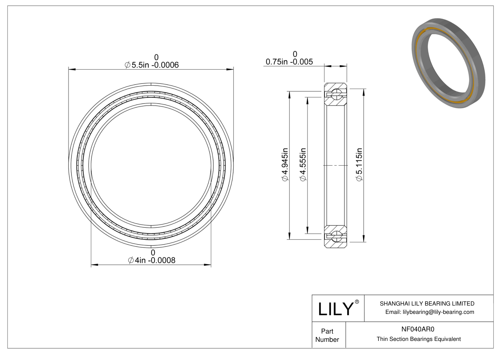 NF040AR0 Constant Section (CS) Bearings cad drawing