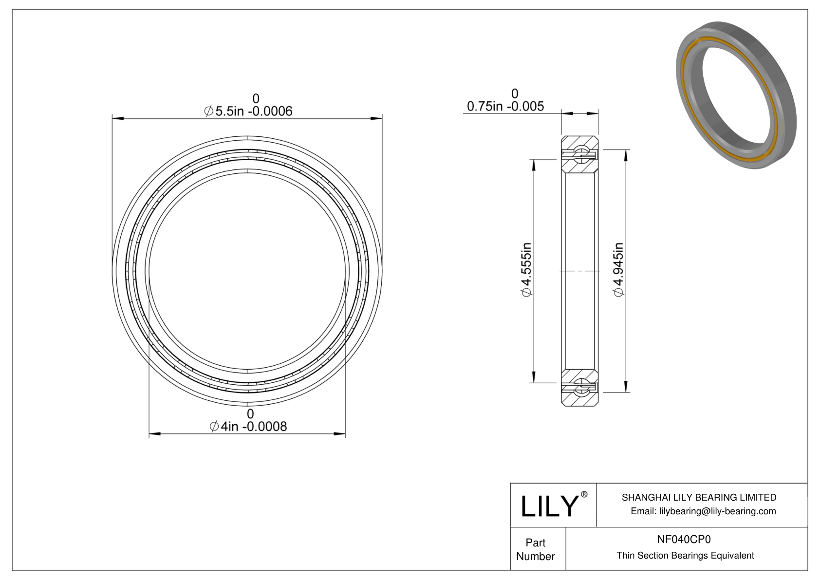 NF040CP0 Constant Section (CS) Bearings cad drawing