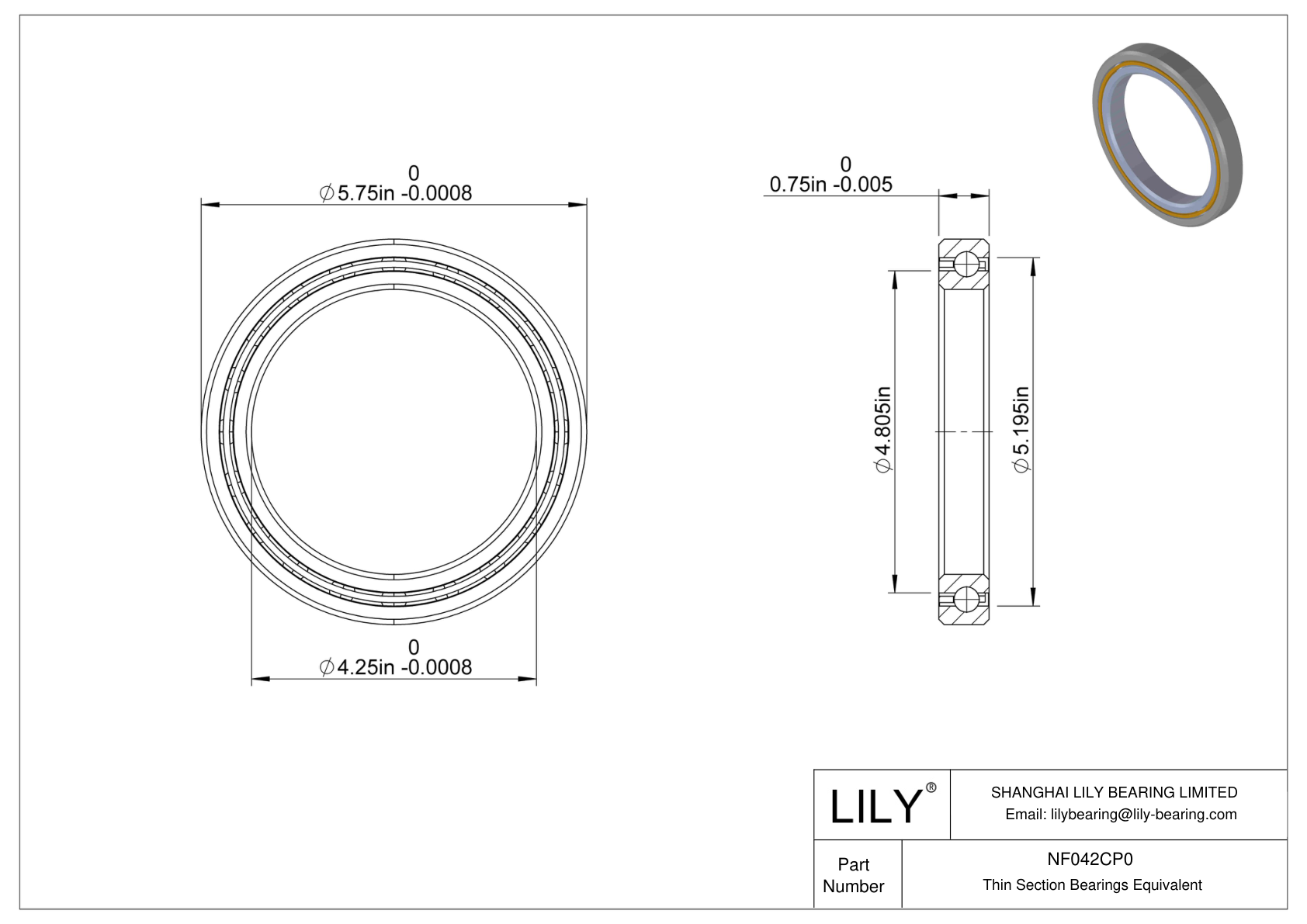 NF042CP0 Constant Section (CS) Bearings cad drawing