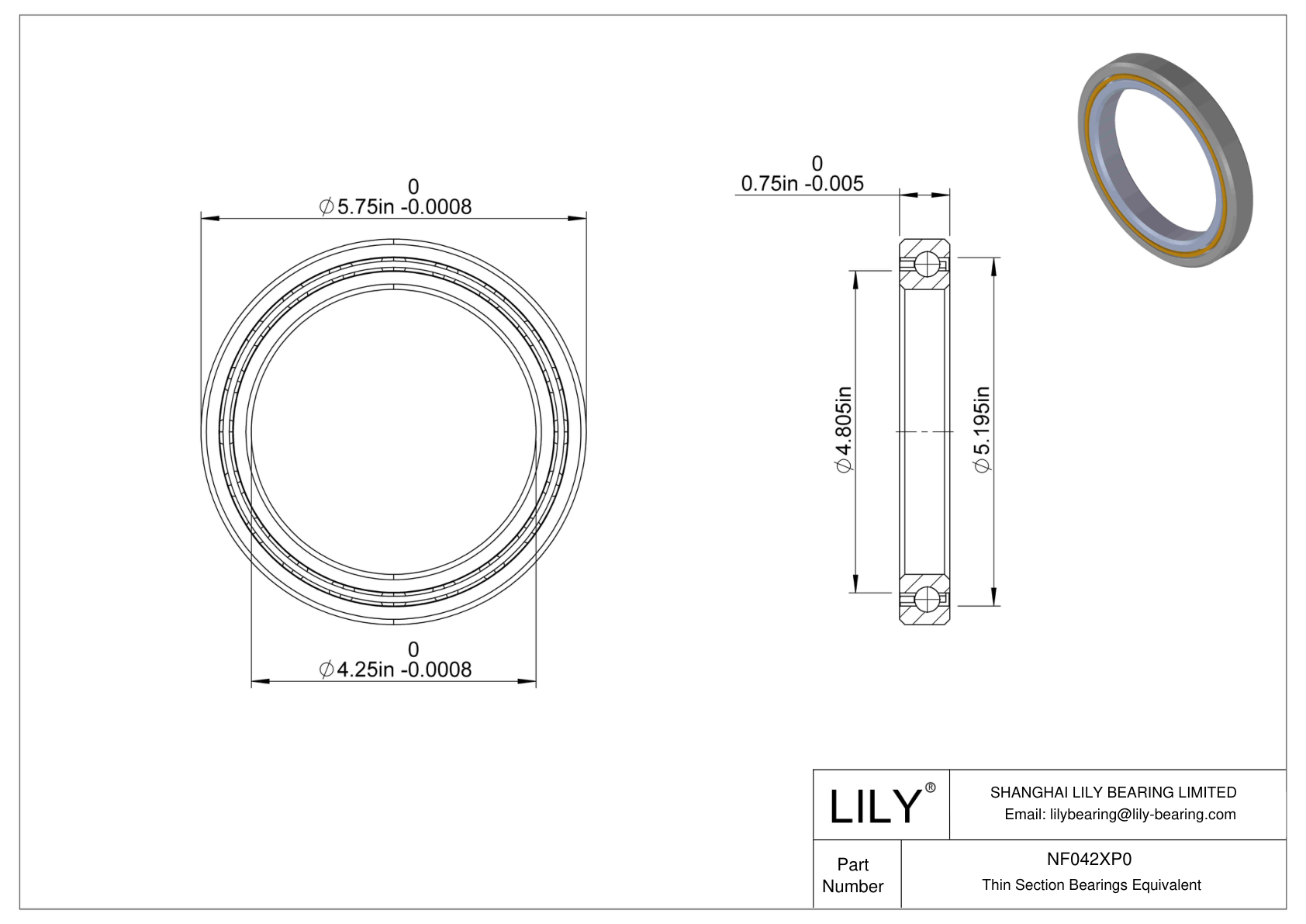 NF042XP0 Constant Section (CS) Bearings cad drawing