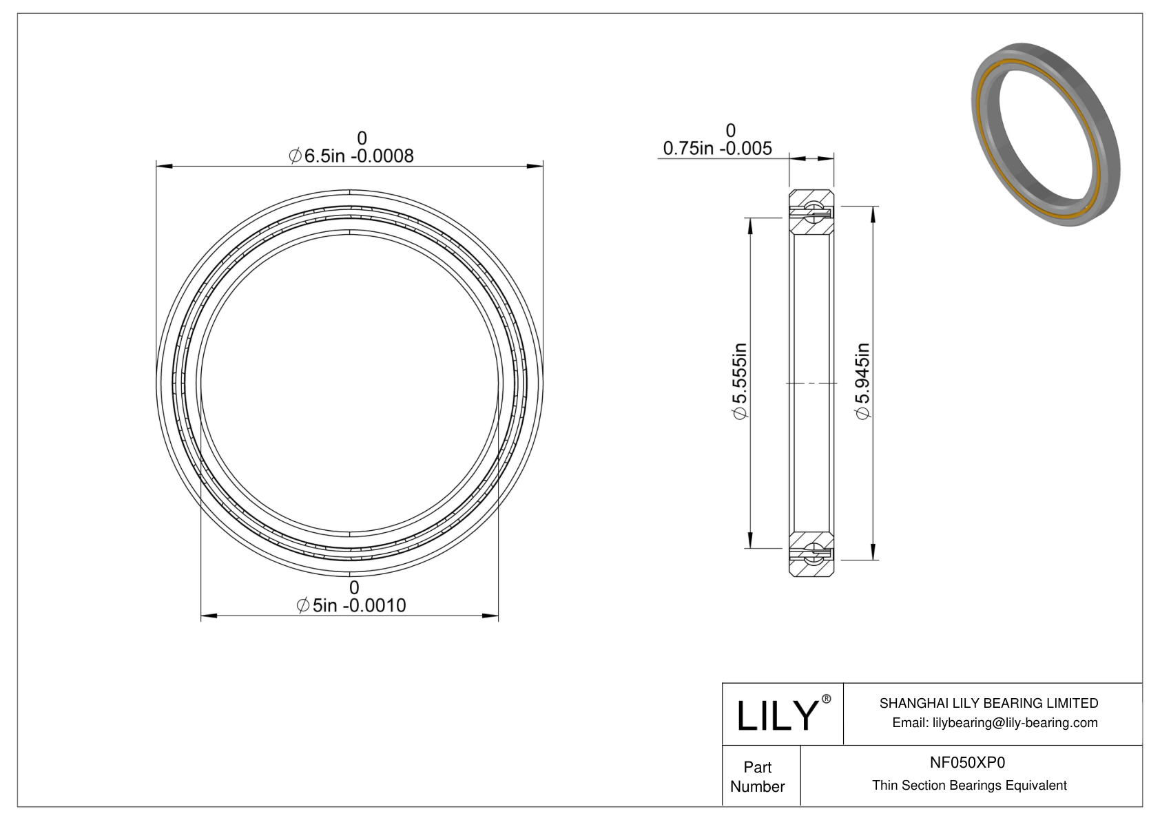 NF050XP0 Constant Section (CS) Bearings cad drawing