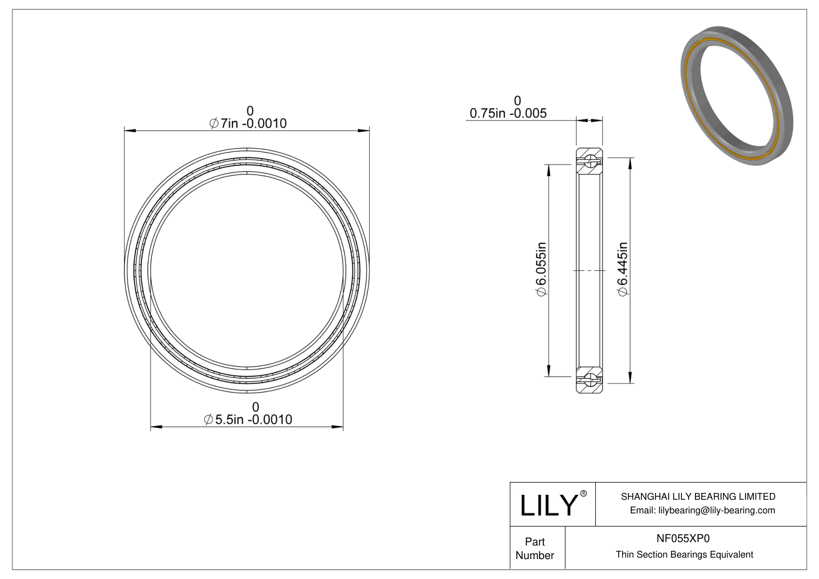 NF055XP0 Constant Section (CS) Bearings cad drawing