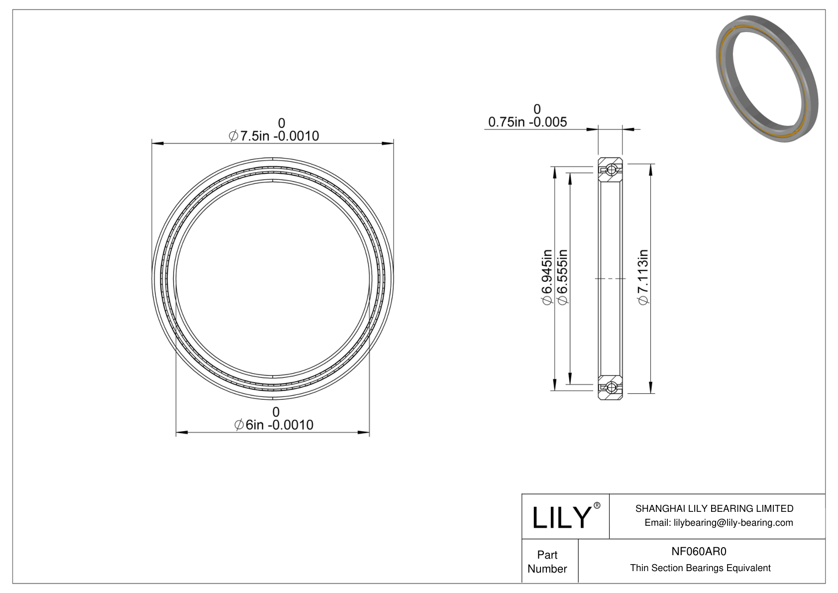 NF060AR0 Constant Section (CS) Bearings cad drawing