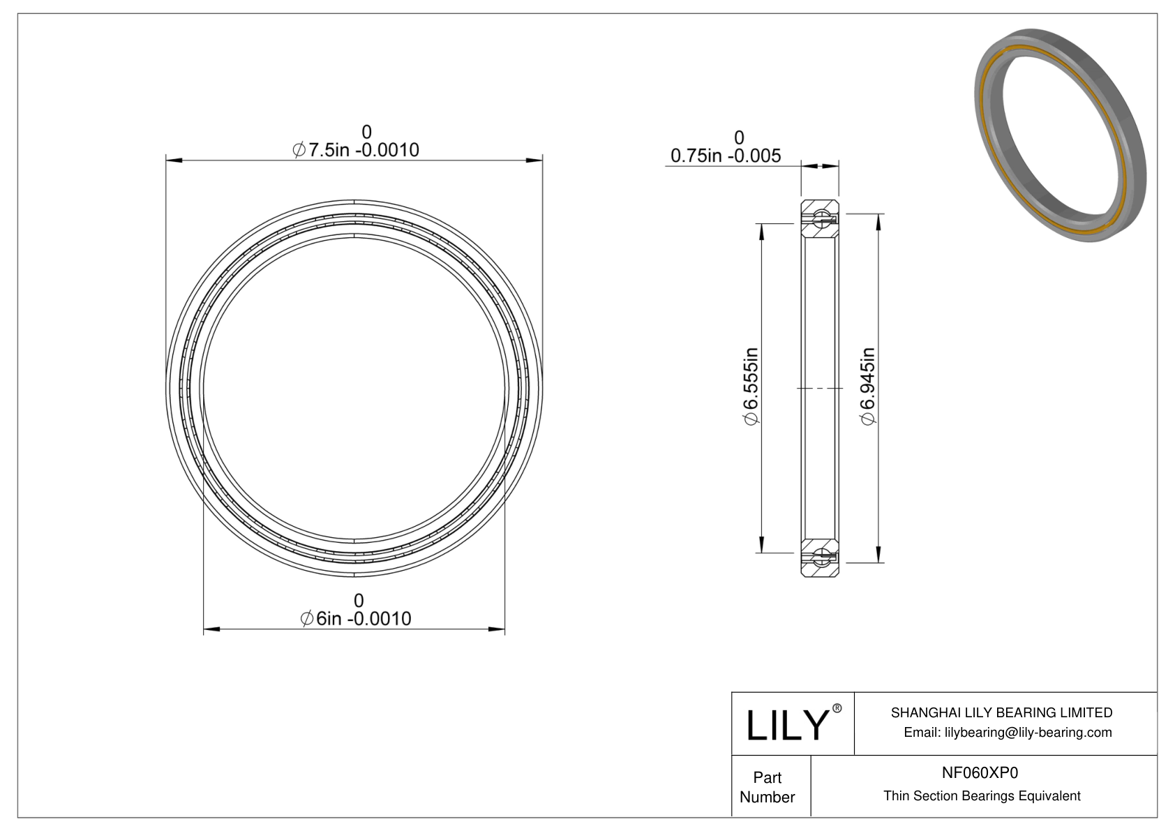 NF060XP0 Constant Section (CS) Bearings cad drawing